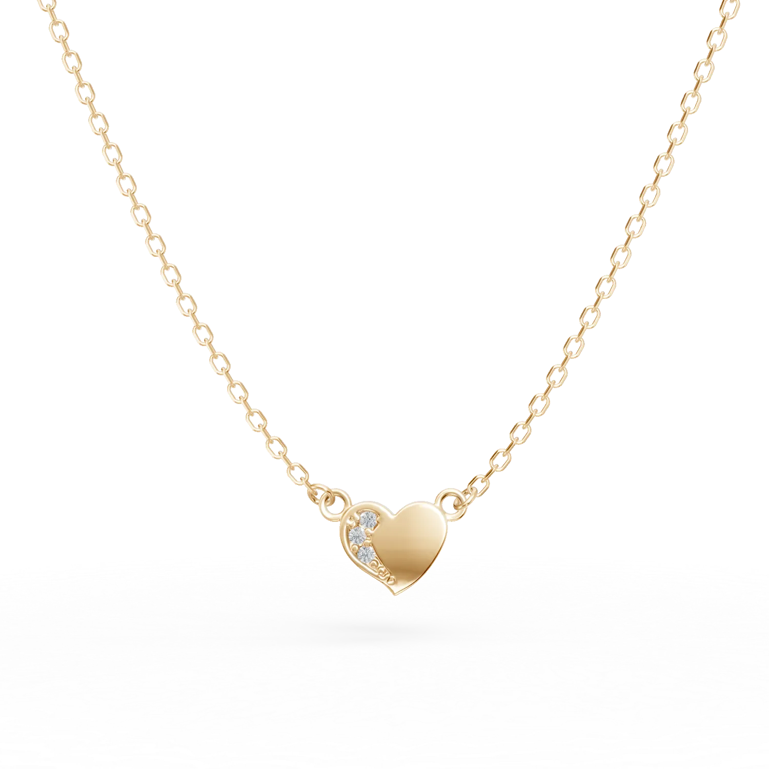 Lant cu pandantiv inimioara din aur galben cu zirconii