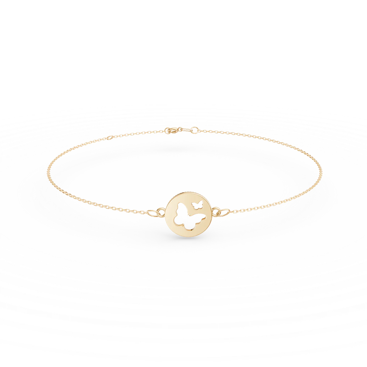 Bratara cu pandantiv banut-fluture din aur galben