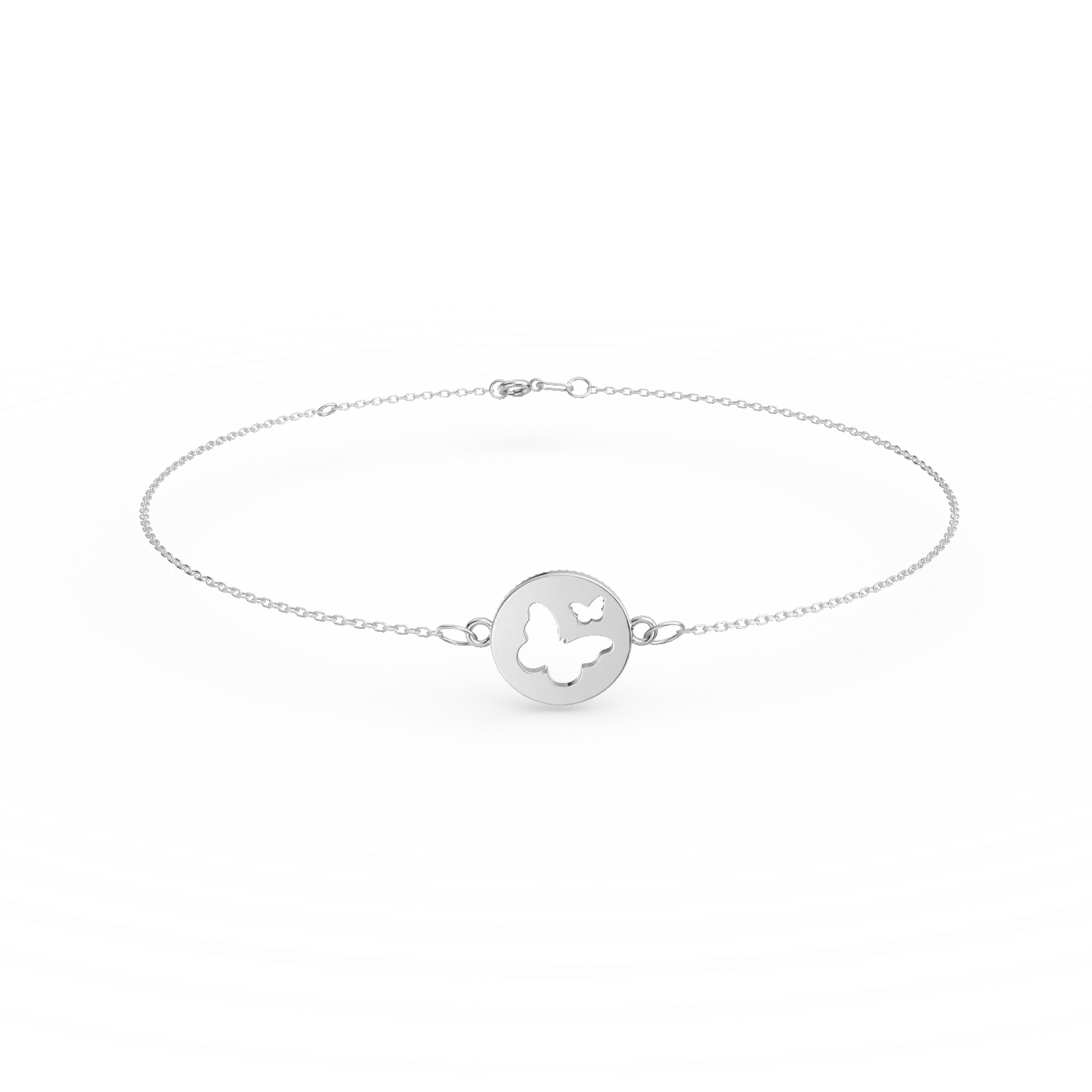 Bratara cu pandantiv banut-fluture din aur alb