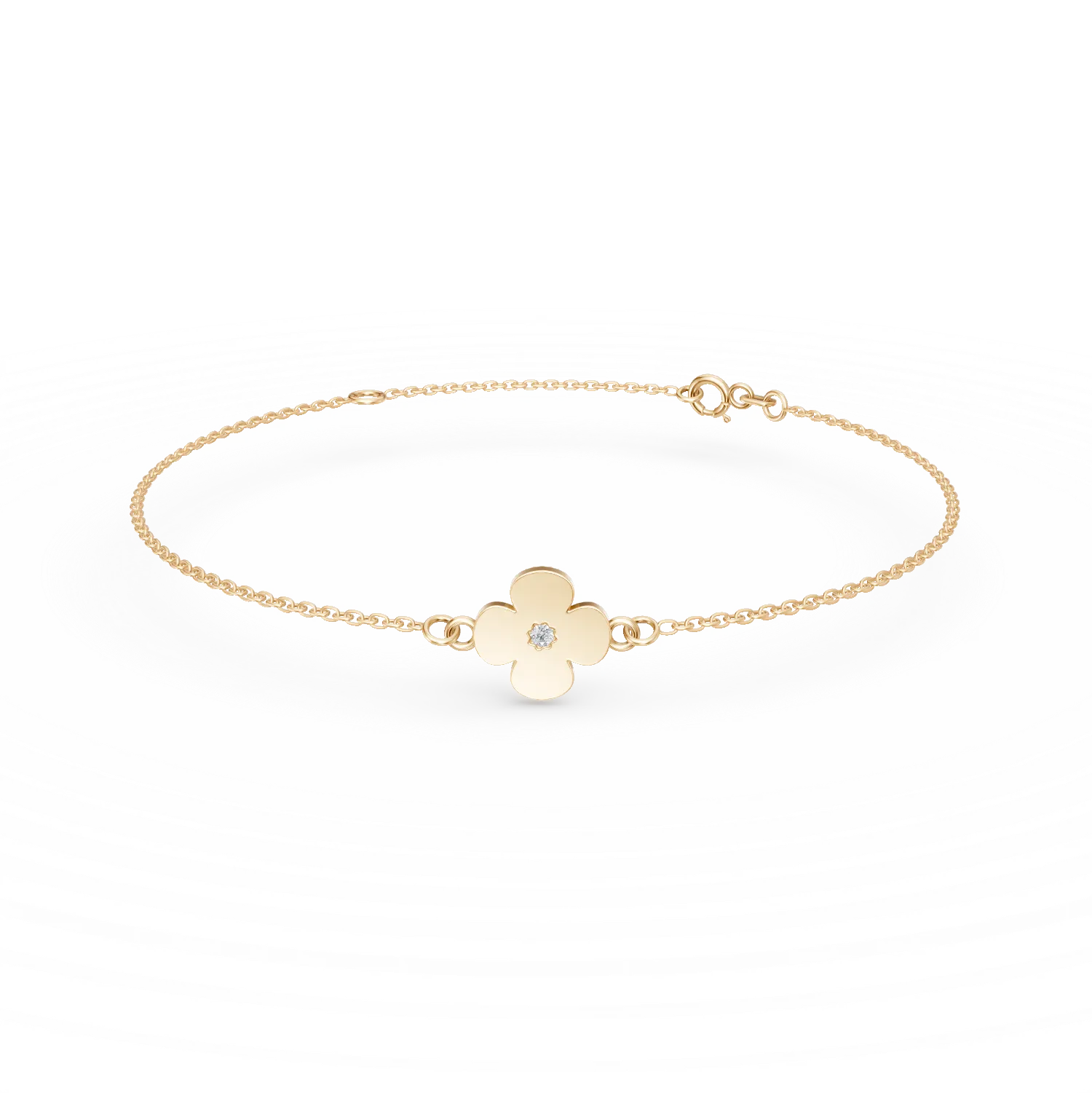 Bratara cu pandantiv floare din aur galben cu zirconia