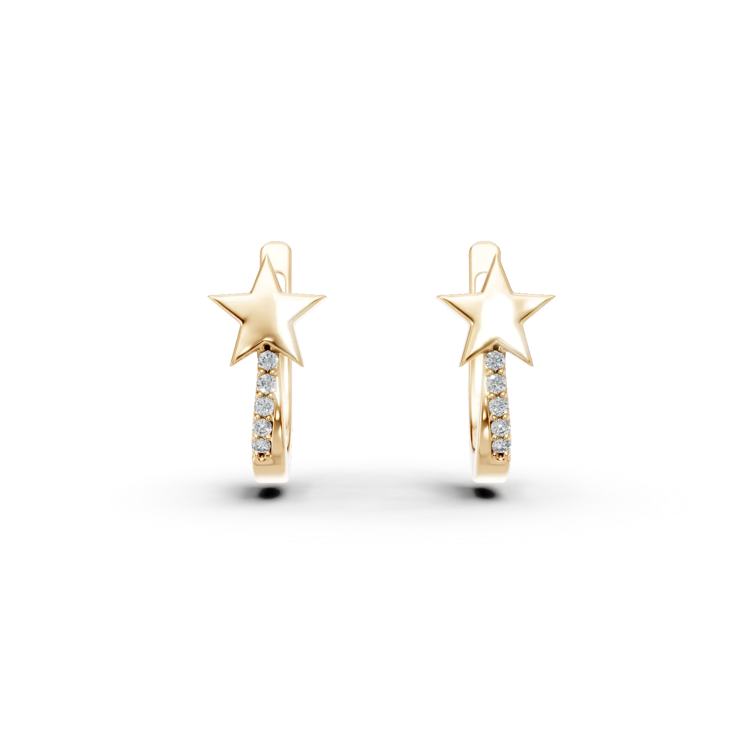 Cercei cu stelute din aur galben cu zirconii