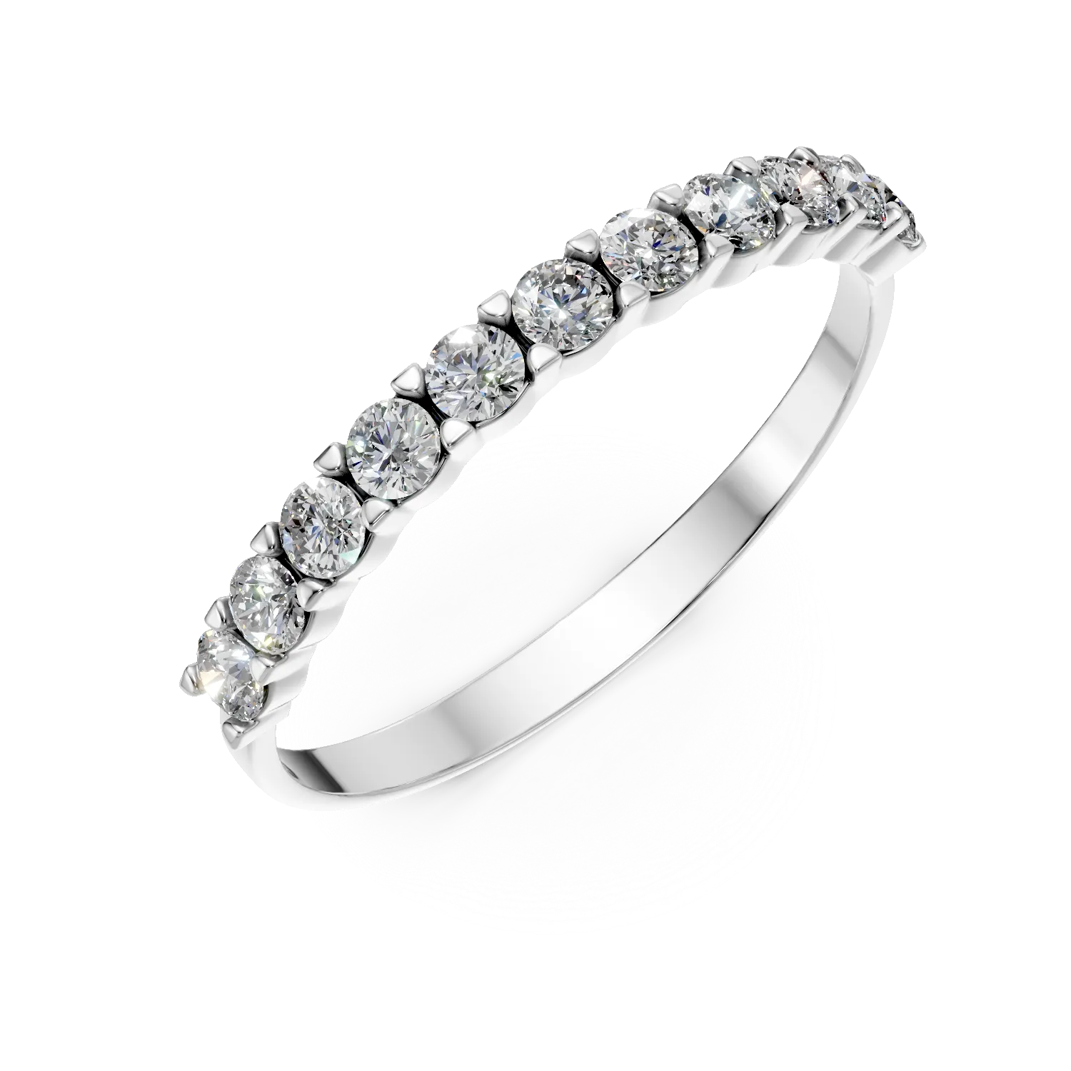 Inel semi eternity din aur alb cu zirconii