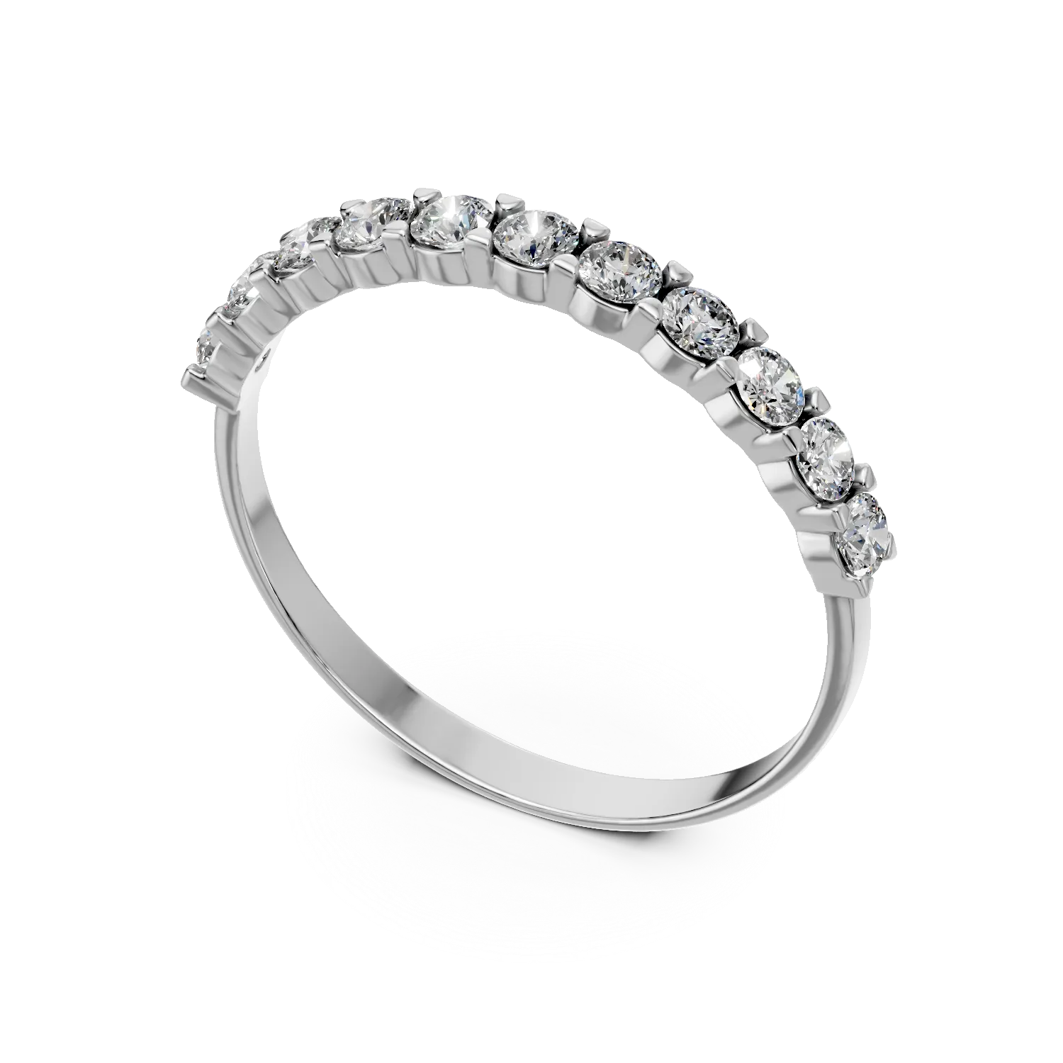Inel semi eternity din aur alb cu zirconii