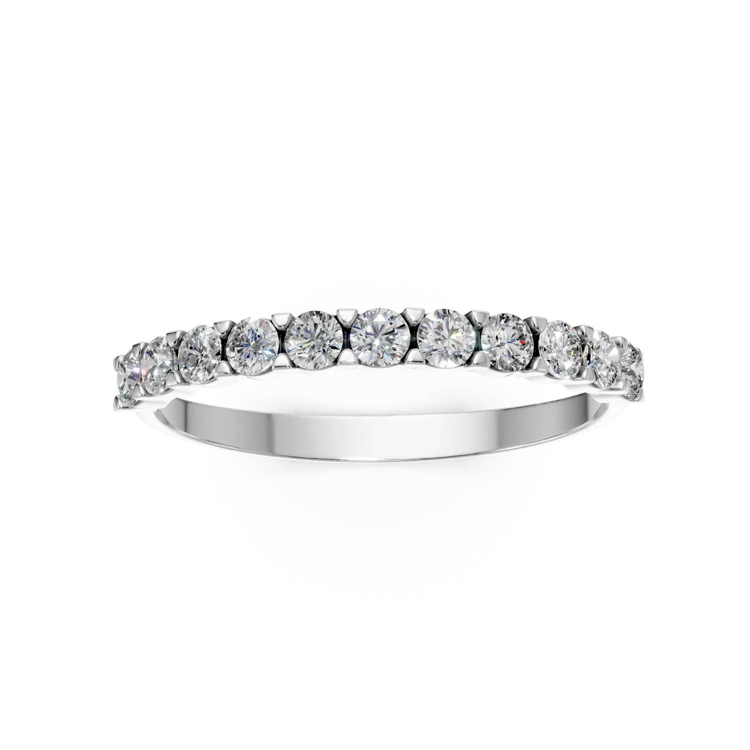 Inel semi eternity din aur alb cu zirconii