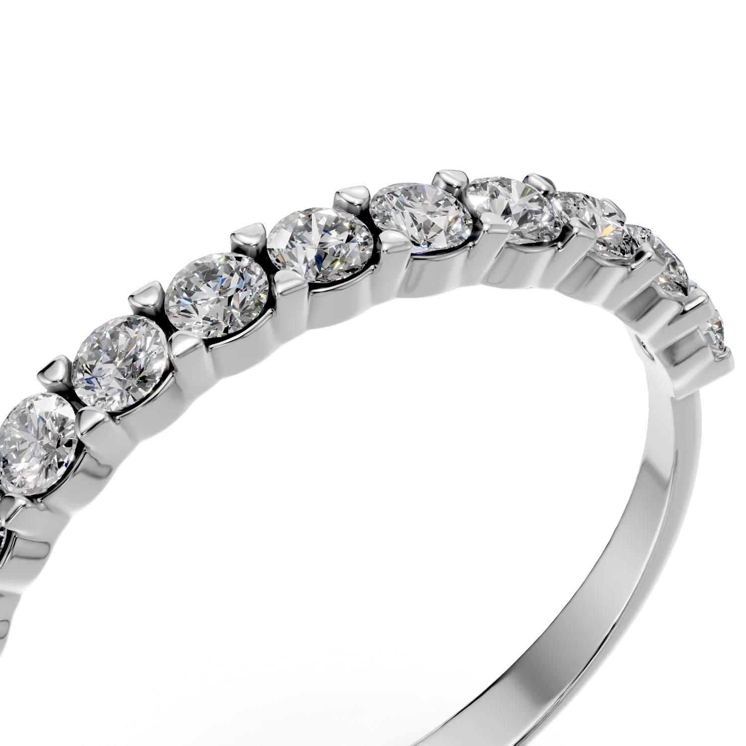 Inel semi eternity din aur alb cu zirconii