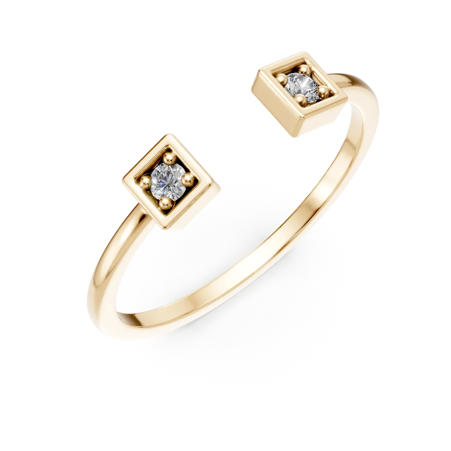 Inel deschis din aur galben cu zirconii