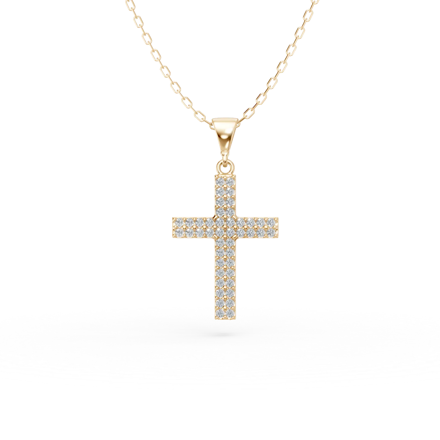 Lant cu pandantiv cruce din aur galben cu zirconii