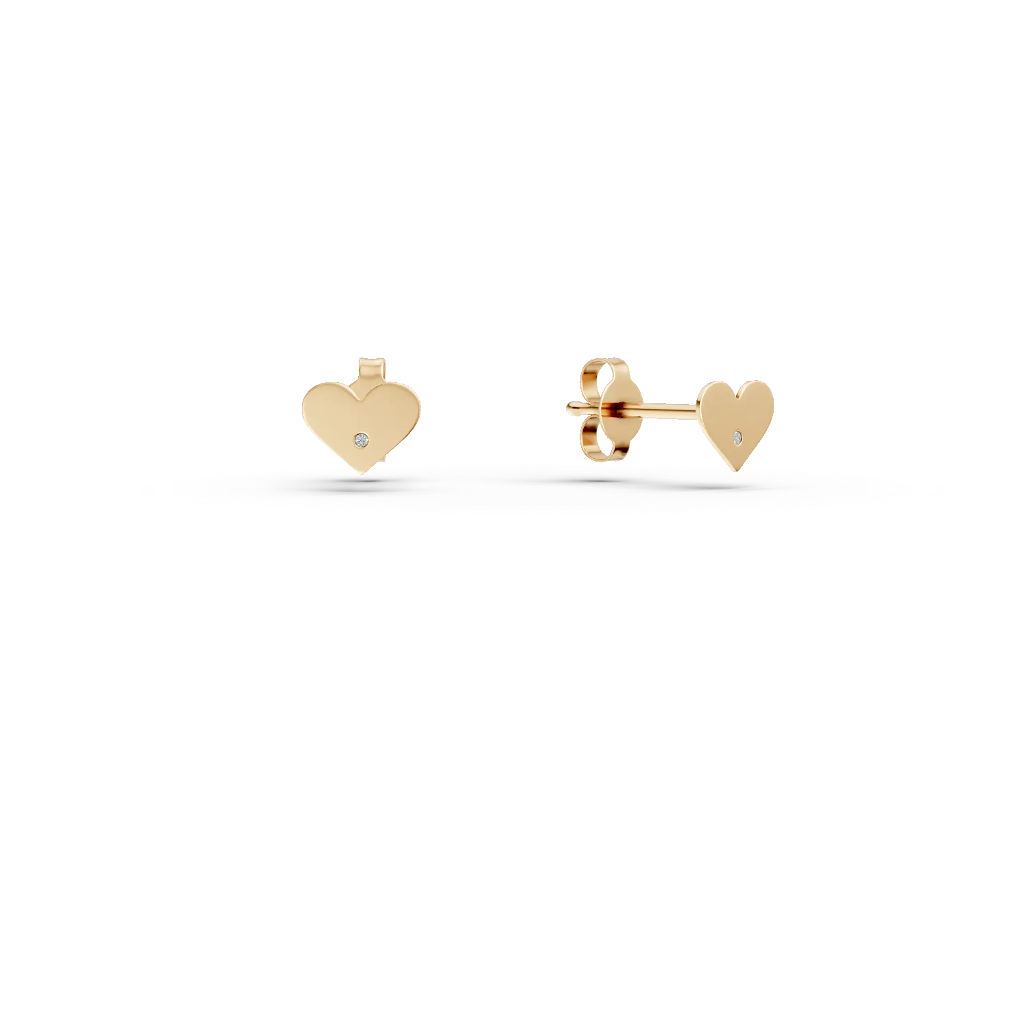 Cercei cu inimioare din aur galben cu diamante de 0.005ct - imagine 3