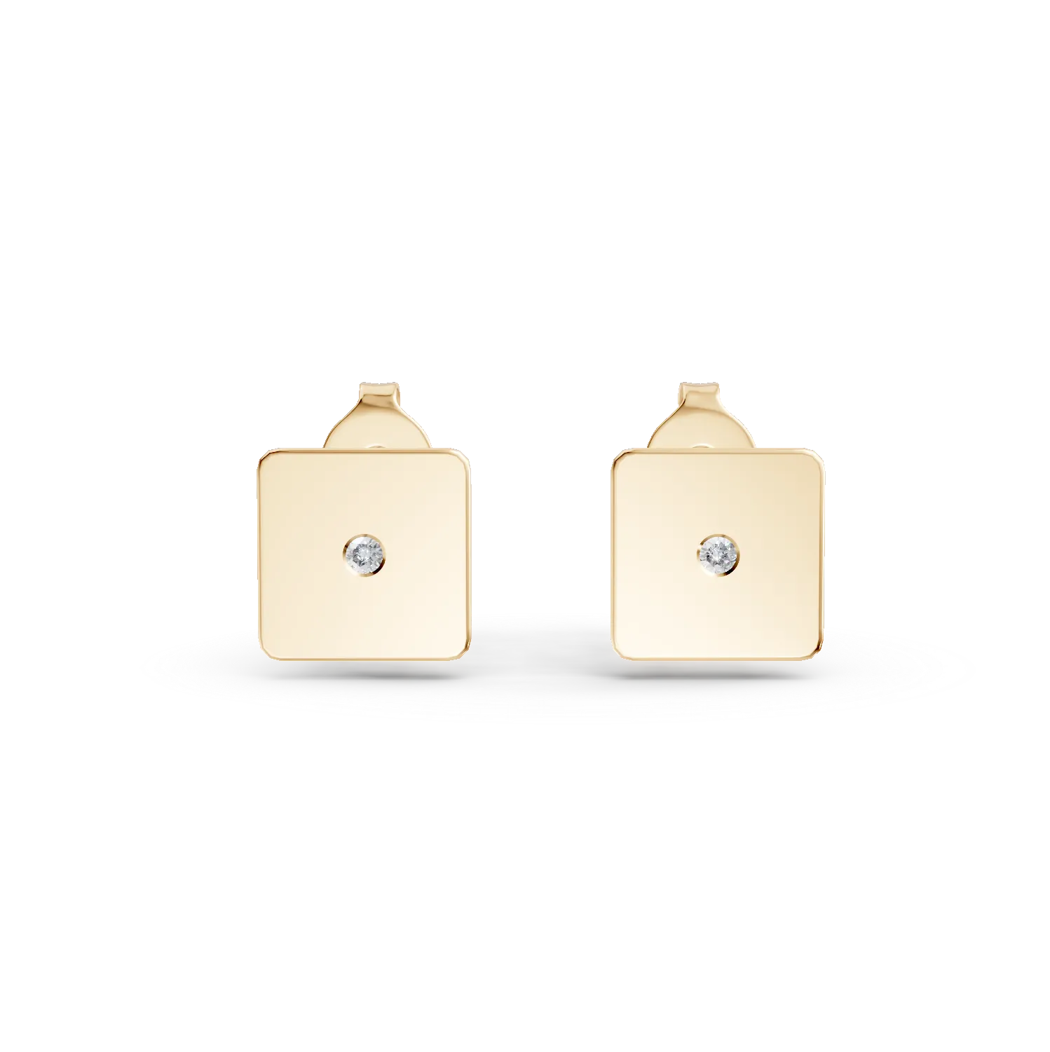 Cercei geometrici din aur galben cu diamante de 0.005ct