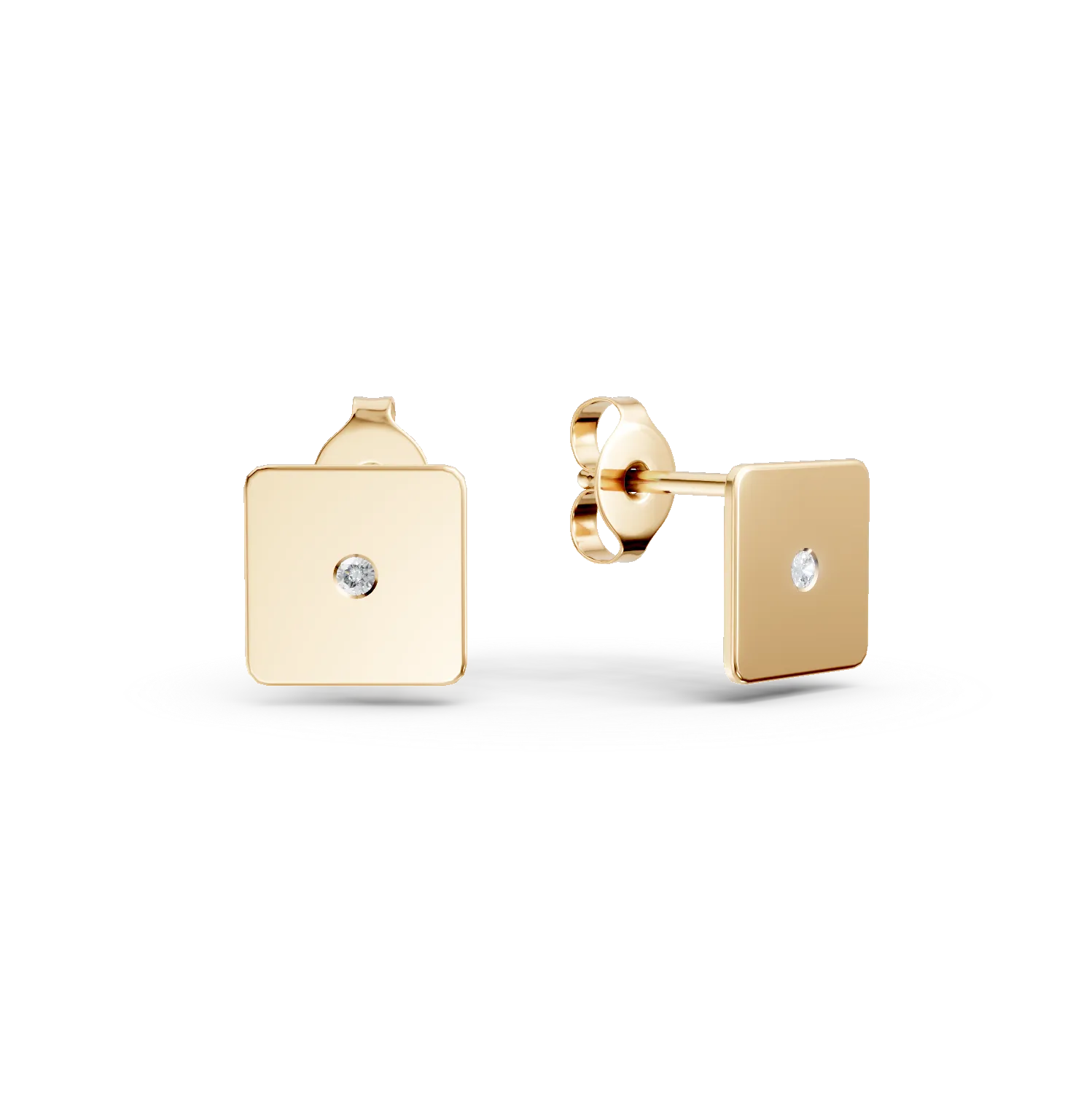 Cercei geometrici din aur galben cu diamante de 0.005ct