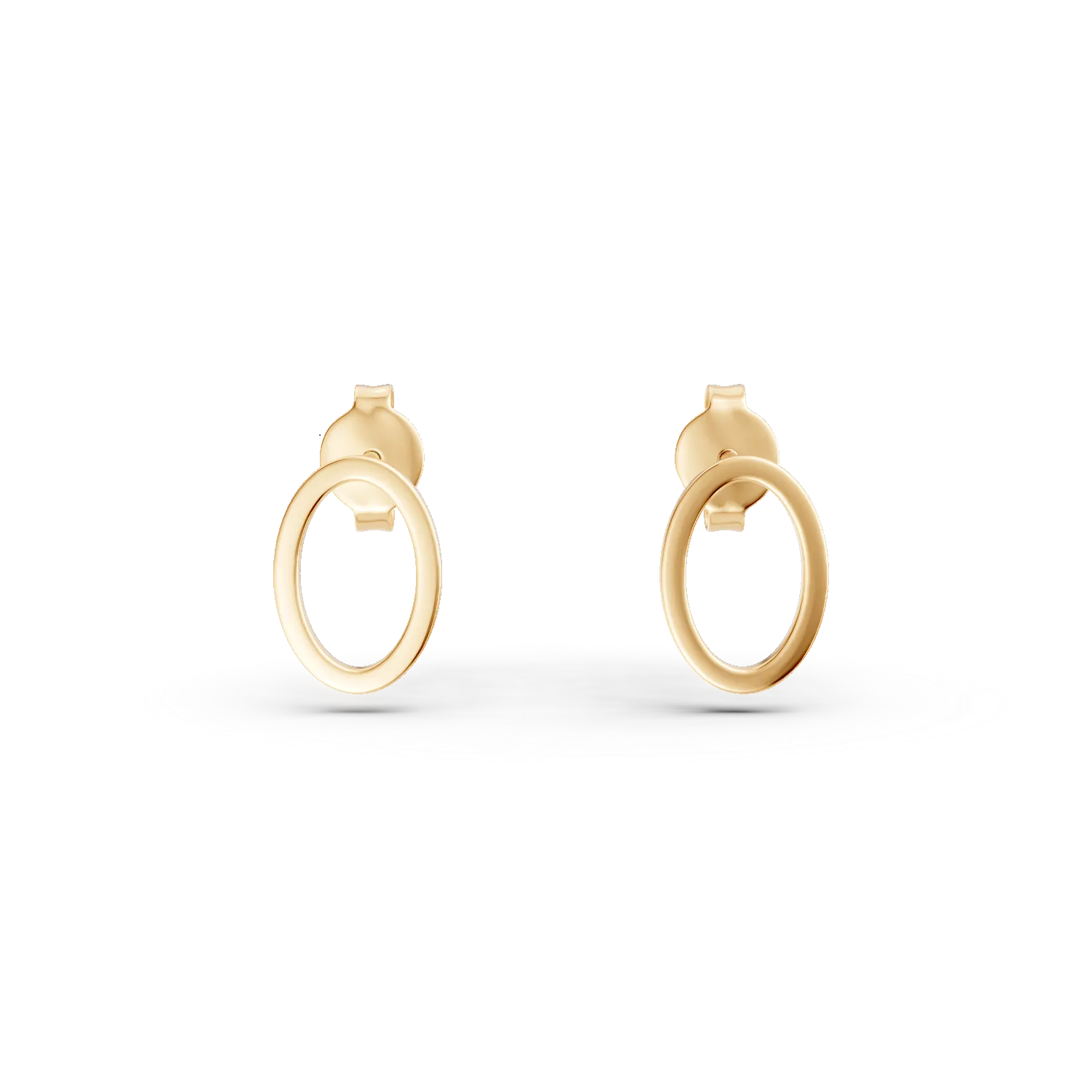 Cercei ovali cu surub din aur galben