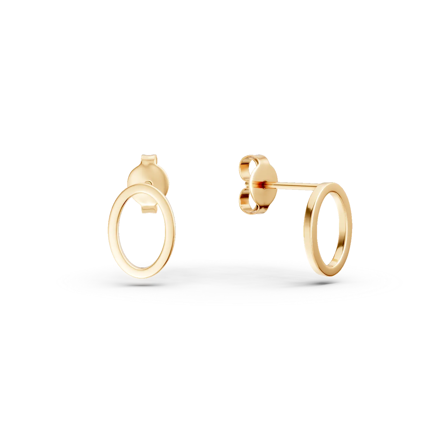 Cercei ovali cu surub din aur galben