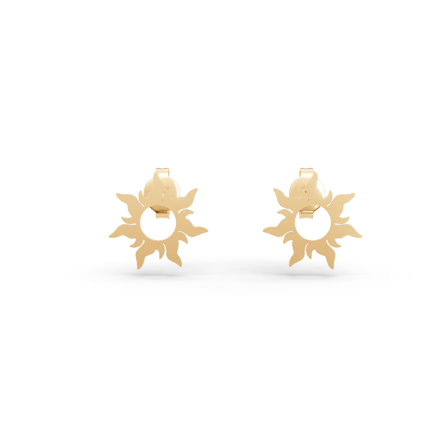 Cercei soare cu surub din aur galben