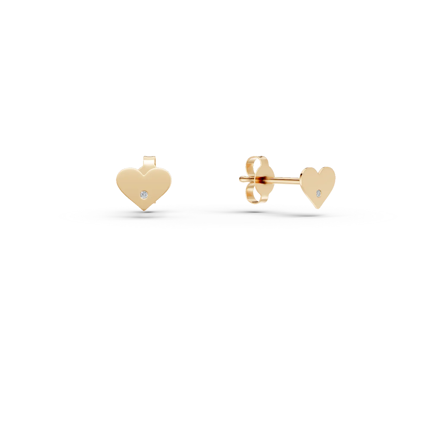 Cercei cu inimioare din aur galben cu diamante de 0.005ct