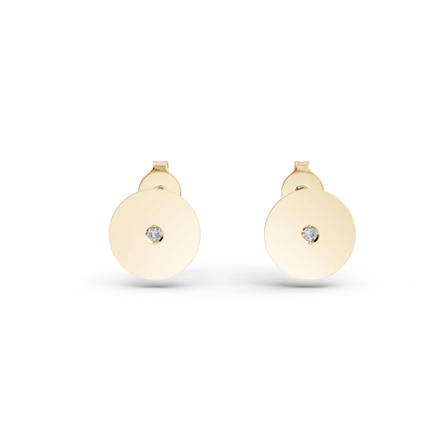 Cercei rotunzi din aur galben cu diamante de 0.005ct