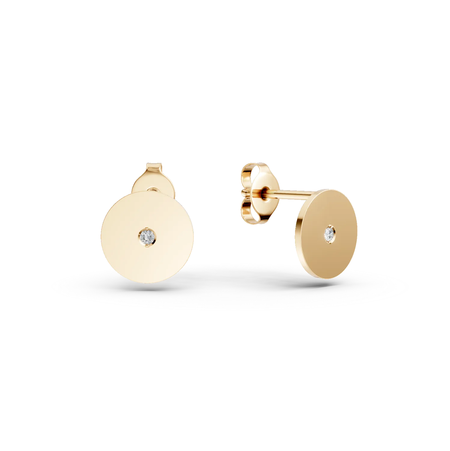 Cercei rotunzi din aur galben cu diamante de 0.005ct