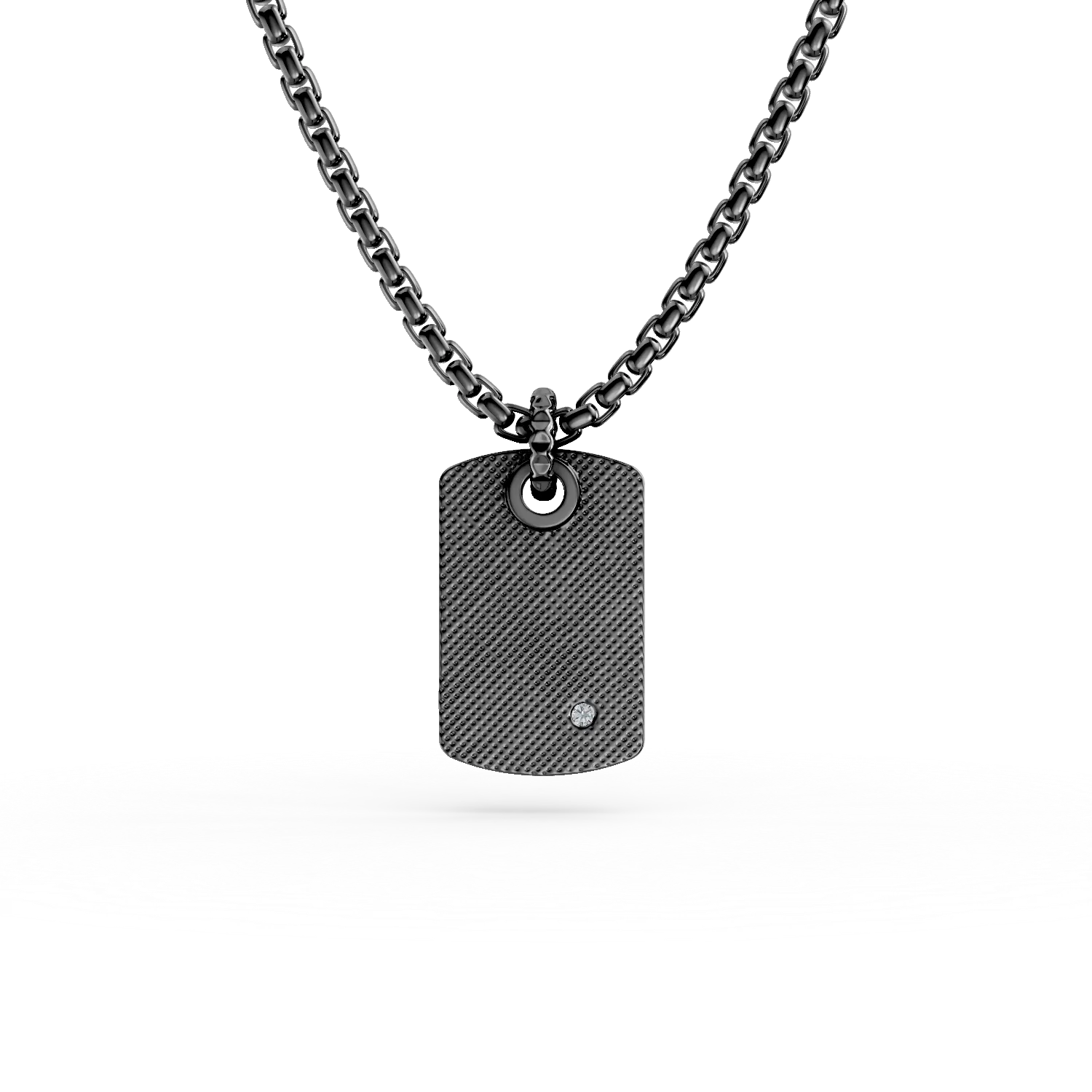 Lant cu pandantiv din otel cu diamant de 0.002ct pentru barbati