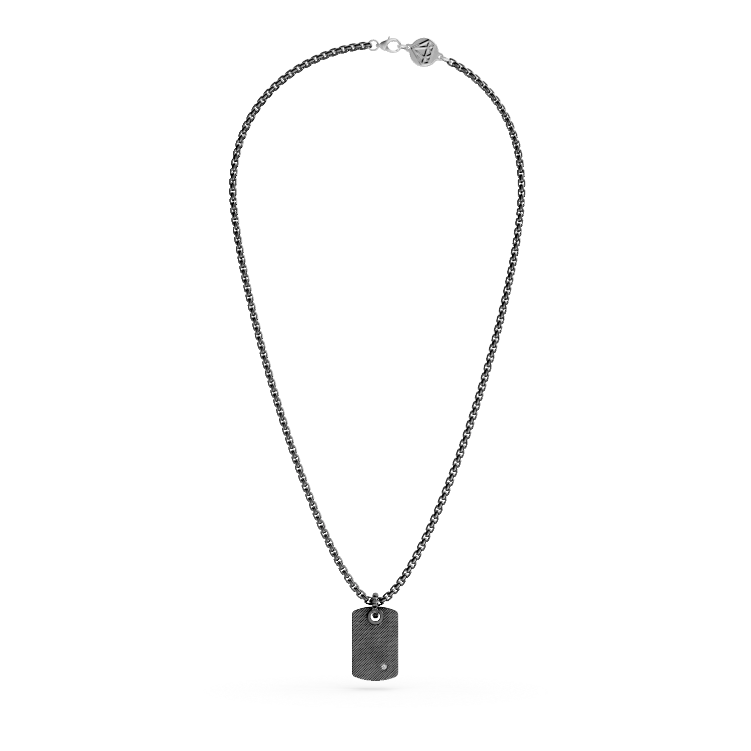 Lant cu pandantiv din otel cu diamant de 0.002ct pentru barbati