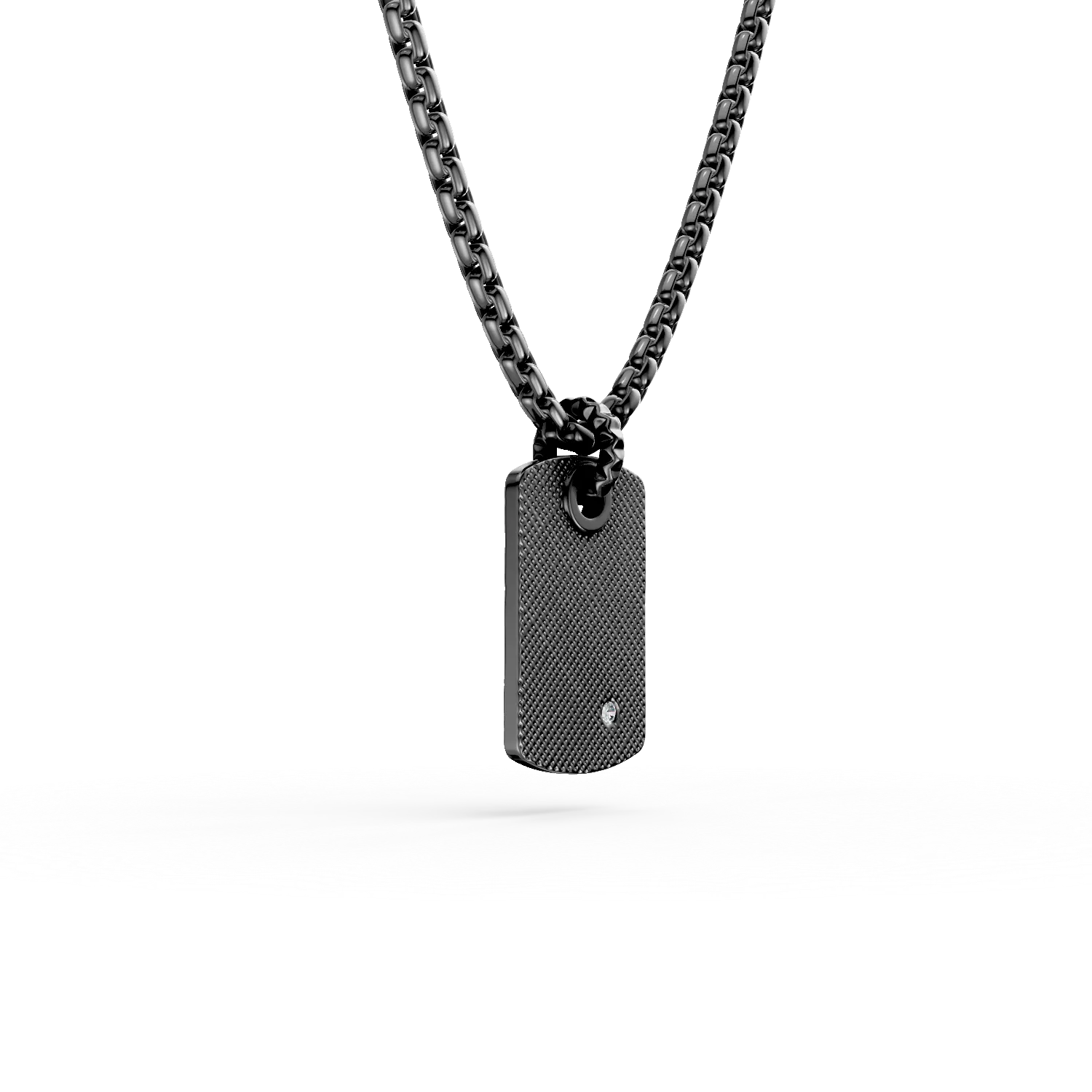 Lant cu pandantiv din otel cu diamant de 0.002ct pentru barbati