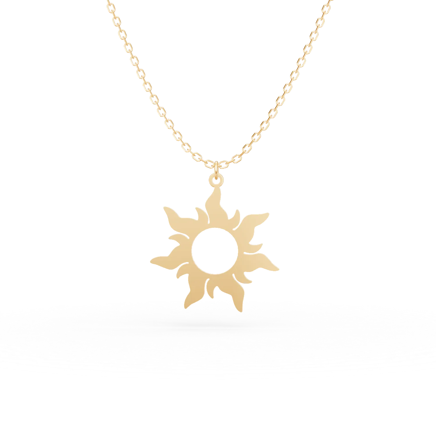 Lant cu pandantiv soare din aur galben