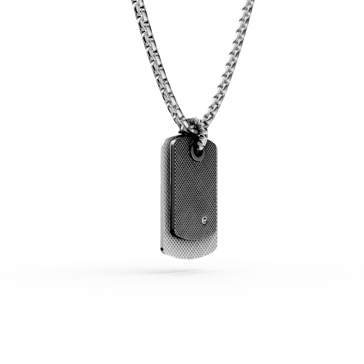 Lant cu pandantive din otel cu diamant de 0.002ct pentru barbati