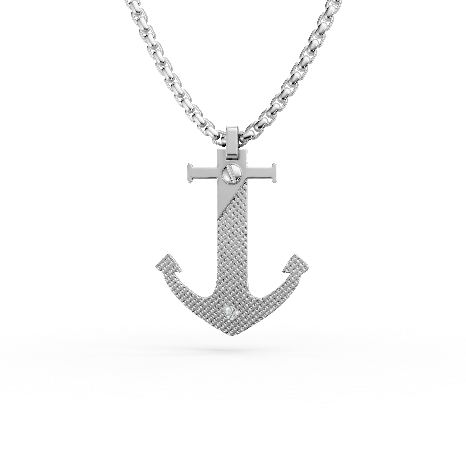 Lant cu pandantiv din otel cu diamant de 0.002ct pentru barbati