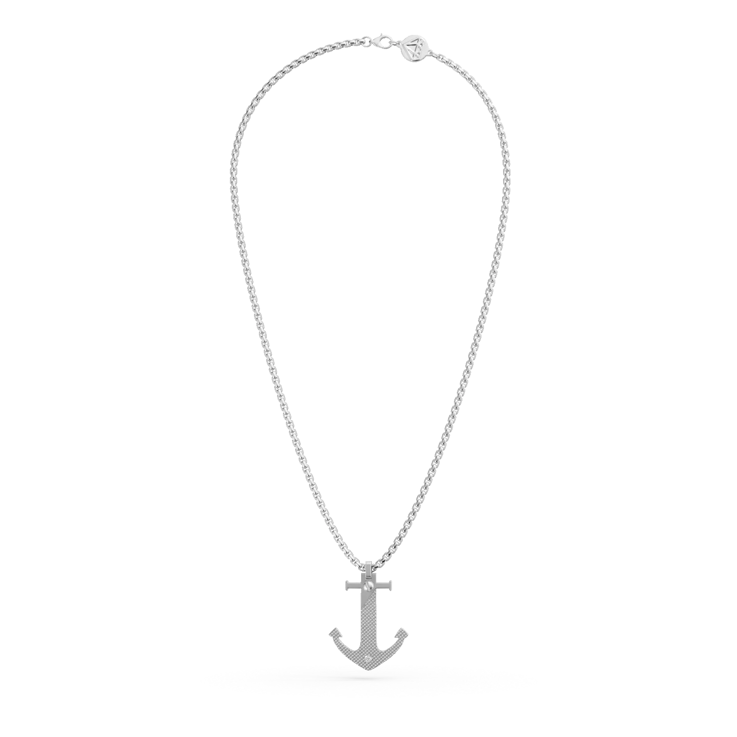 Lant cu pandantiv din otel cu diamant de 0.002ct pentru barbati