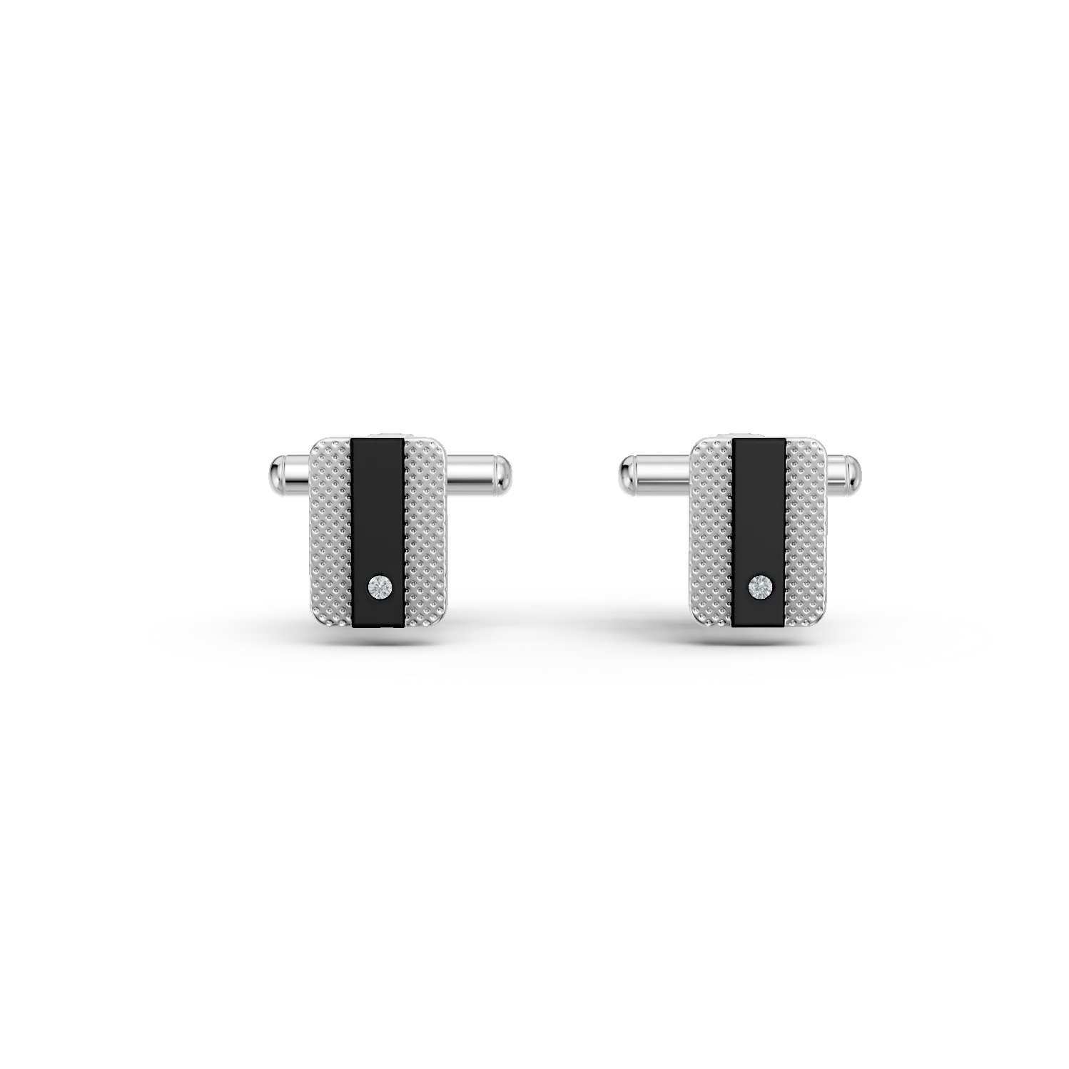 Butoni din otel cu diamante de 0.005ct