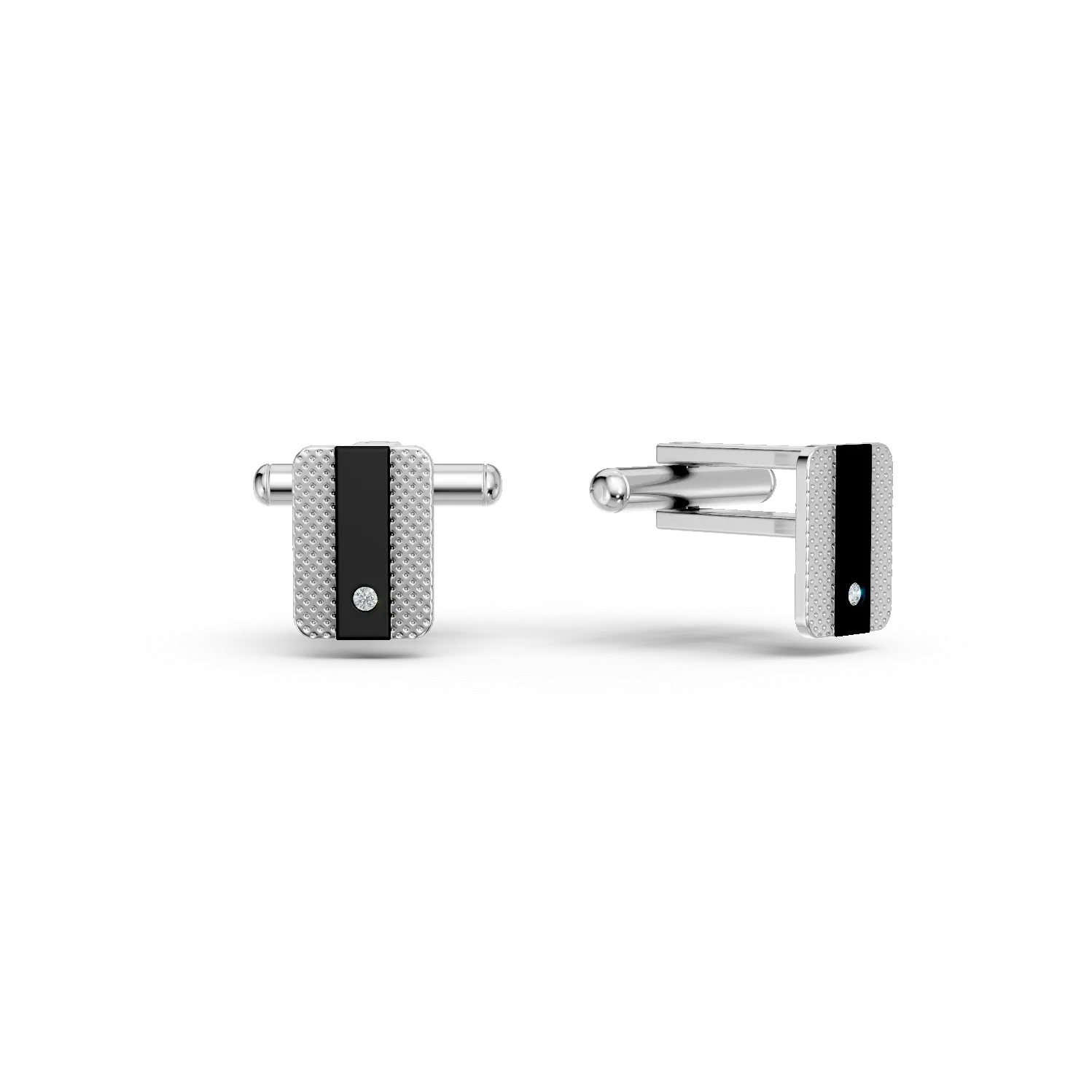 Butoni din otel cu diamante de 0.005ct