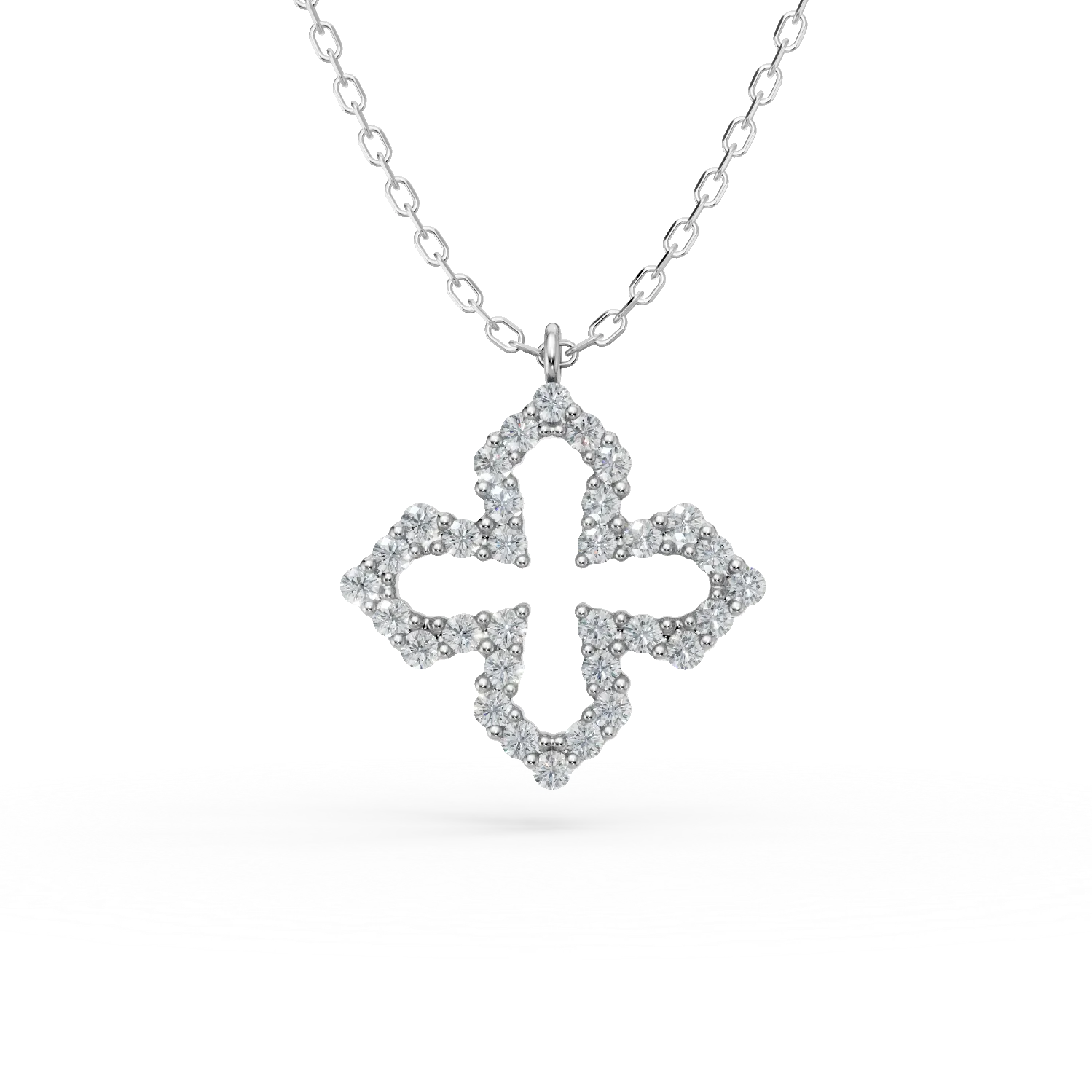 Lant cu pandantiv din aur alb cu diamante de 0.08ct