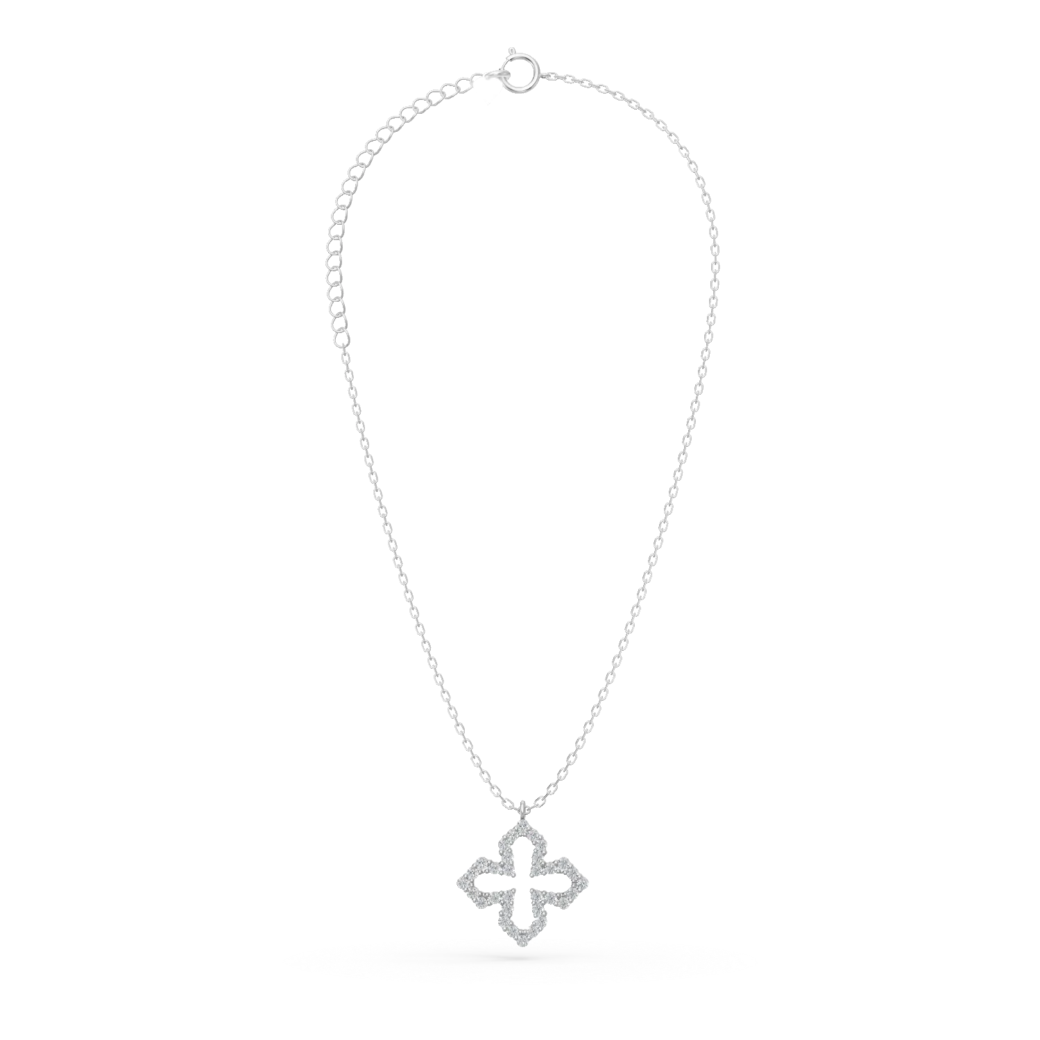 Lant cu pandantiv din aur alb cu diamante de 0.08ct