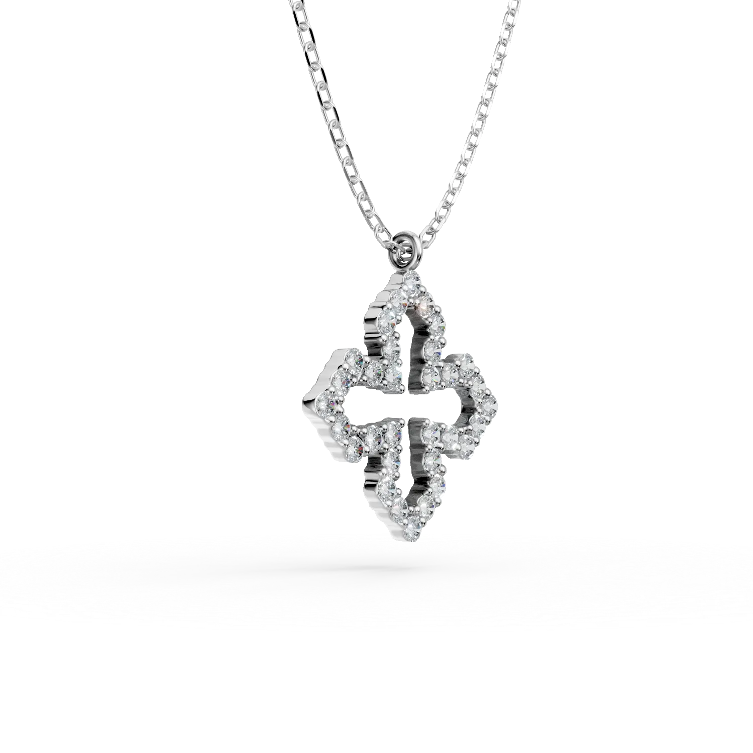 Lant cu pandantiv din aur alb cu diamante de 0.08ct