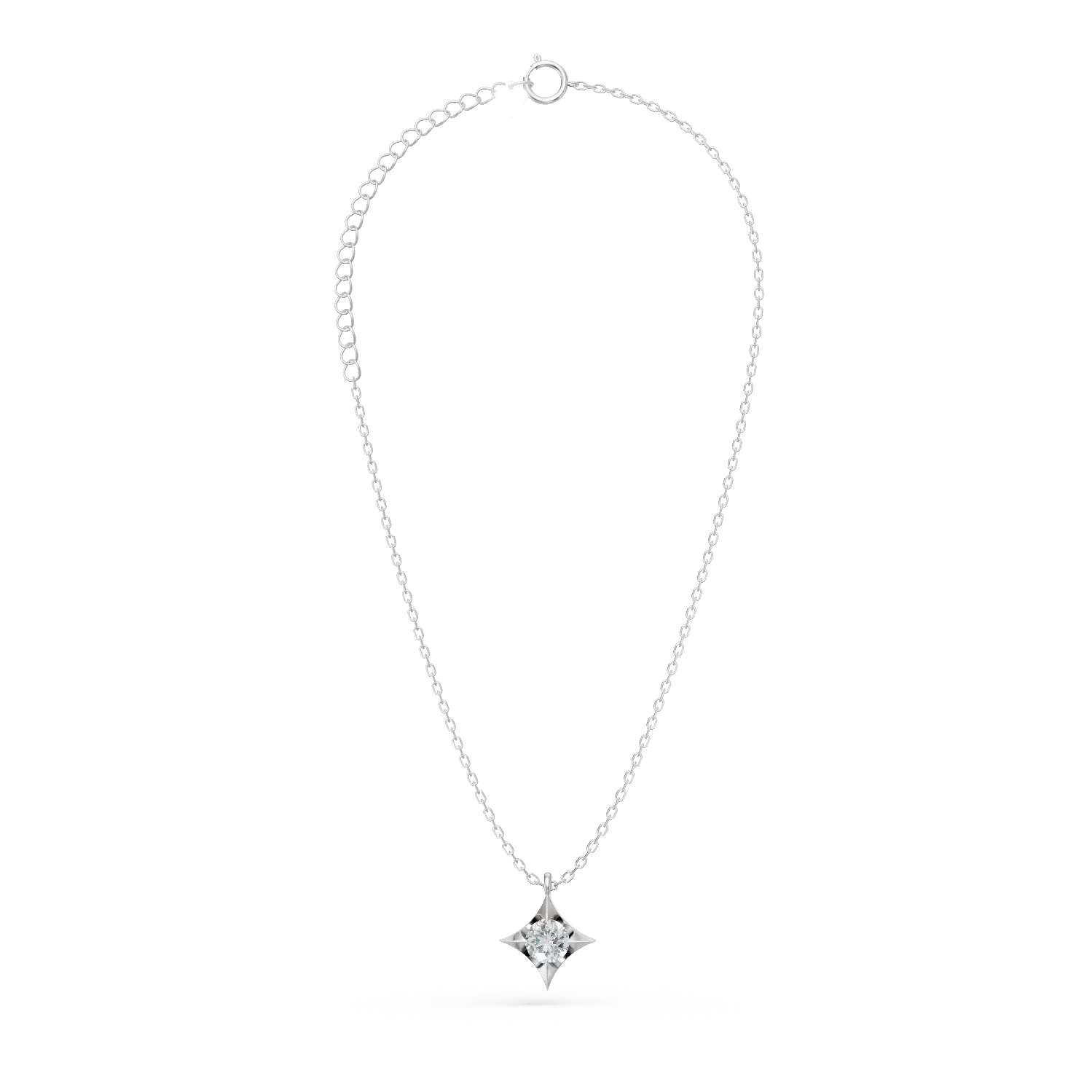 Lant cu pandantiv din aur alb cu diamant solitaire de 0.08ct