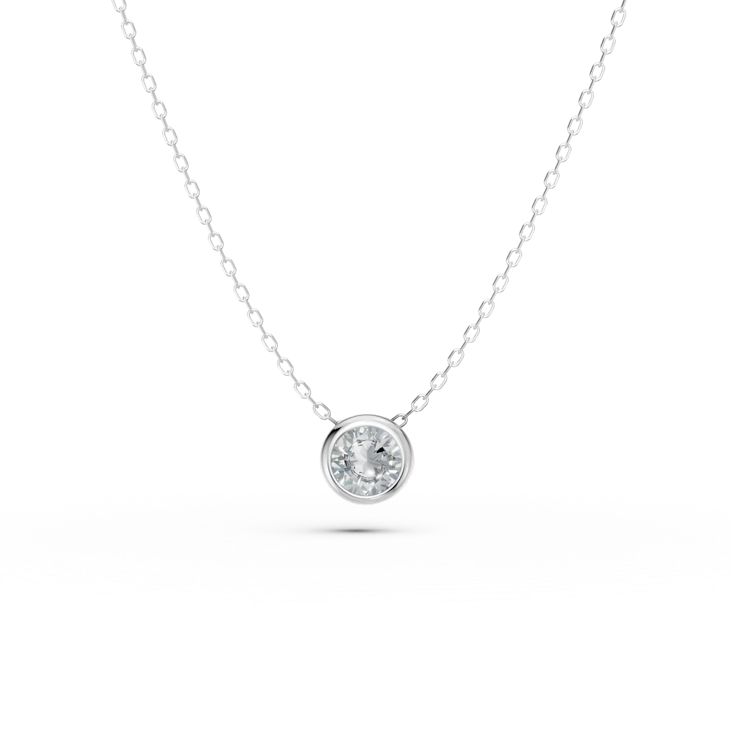 Lant cu pandantiv din aur alb cu diamant solitaire de 0.1ct