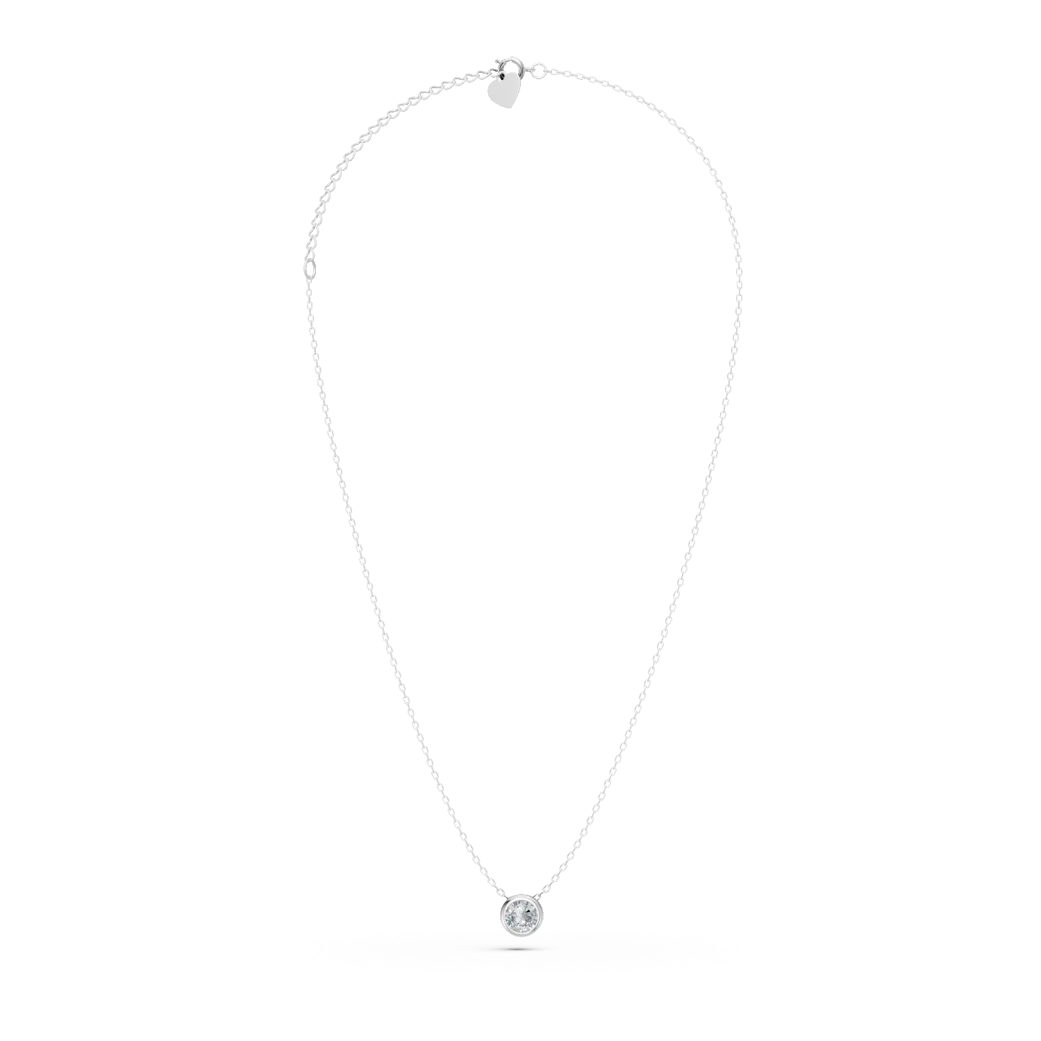 Lant cu pandantiv din aur alb cu diamant solitaire de 0.1ct - imagine 2