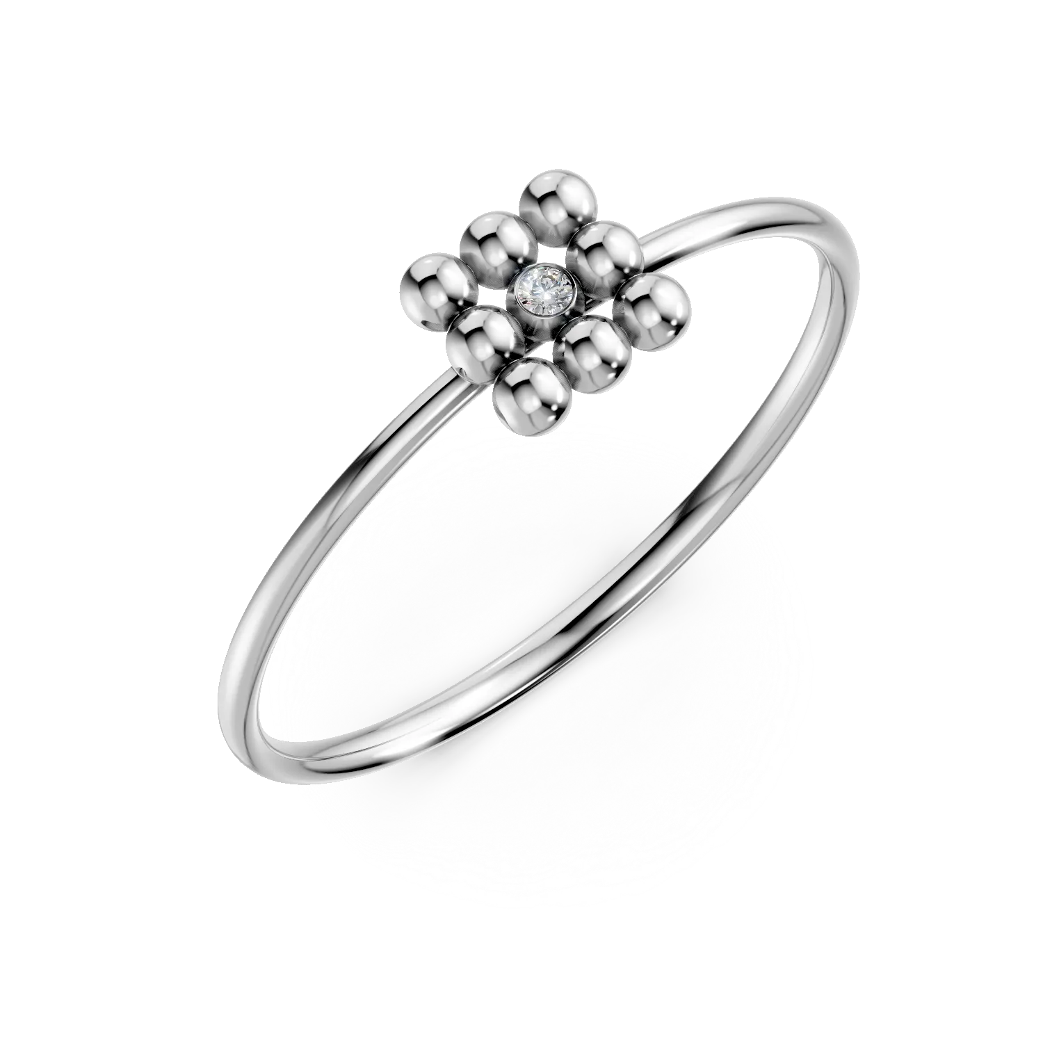 Inel geometric din aur alb cu diamant de 0.005ct