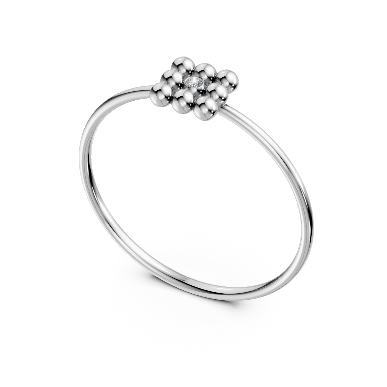 Inel geometric din aur alb cu diamant de 0.005ct