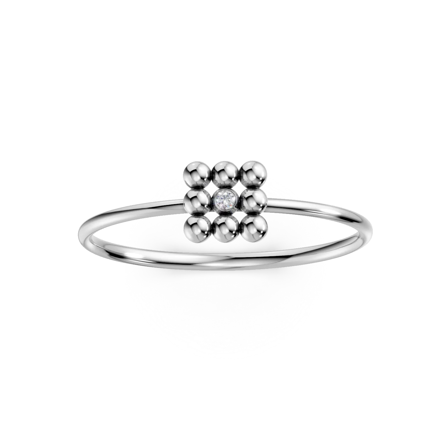 Inel geometric din aur alb cu diamant de 0.005ct