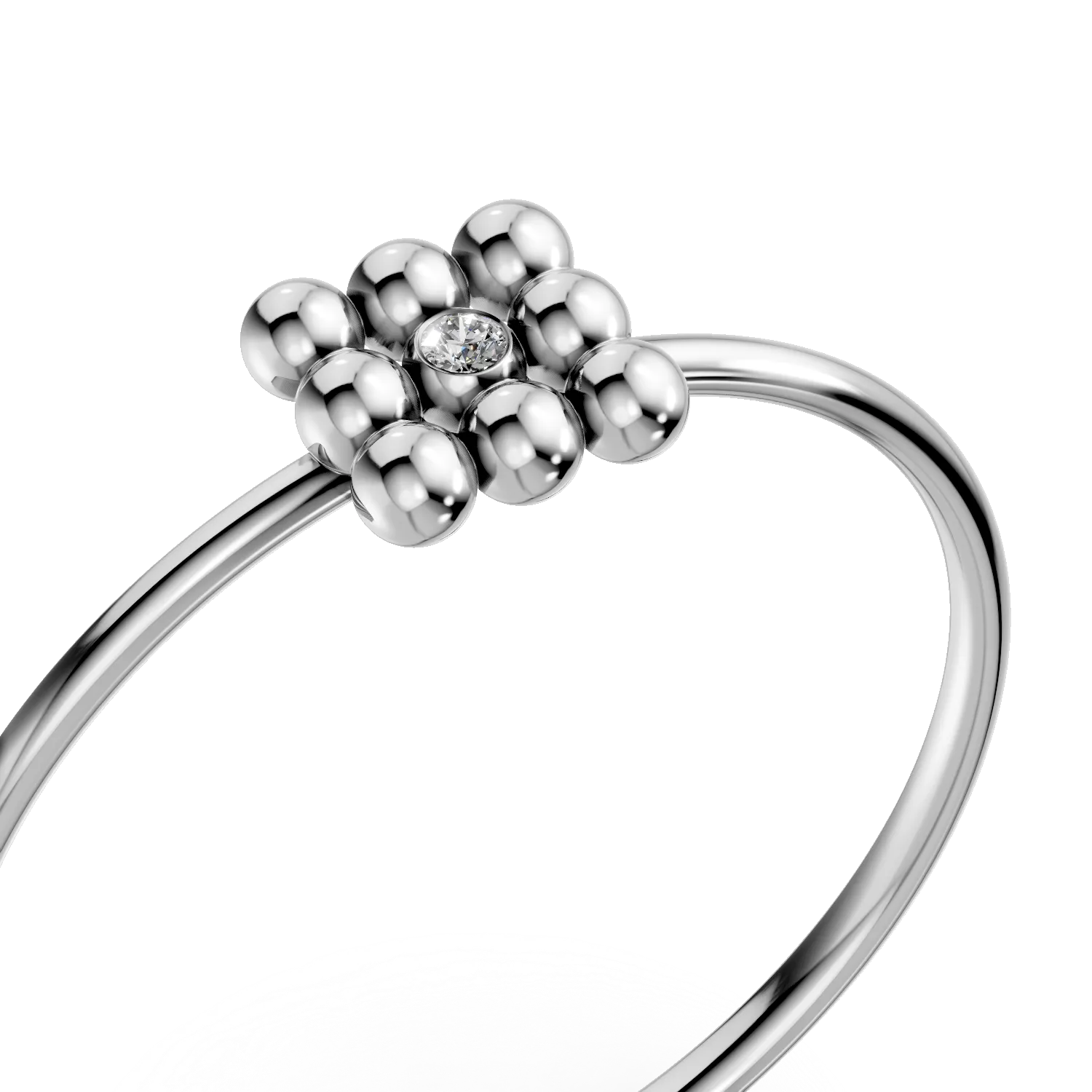 Inel geometric din aur alb cu diamant de 0.005ct