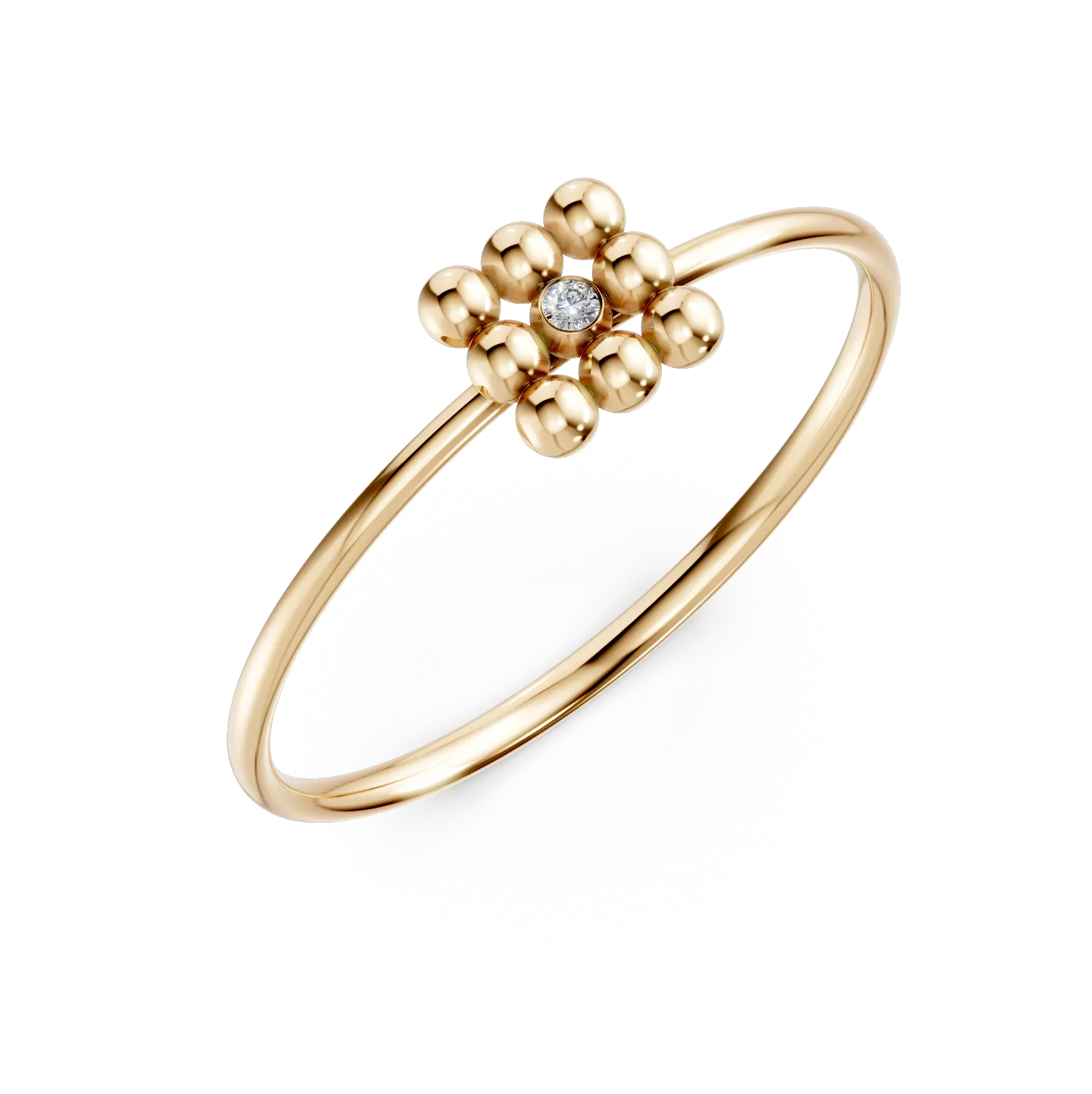 Inel geometric din aur galben cu diamant de 0.005ct