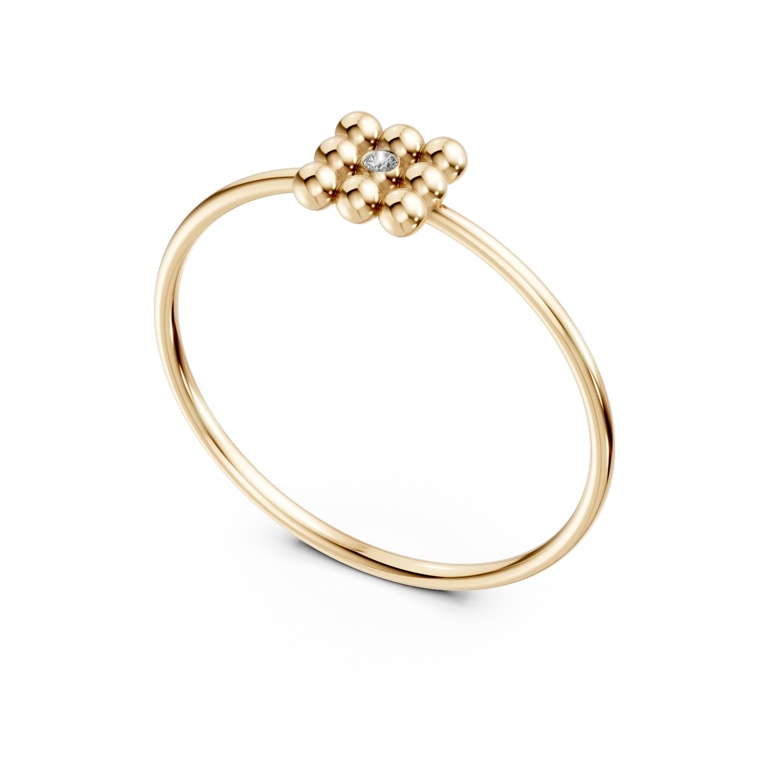 Inel geometric din aur galben cu diamant de 0.005ct