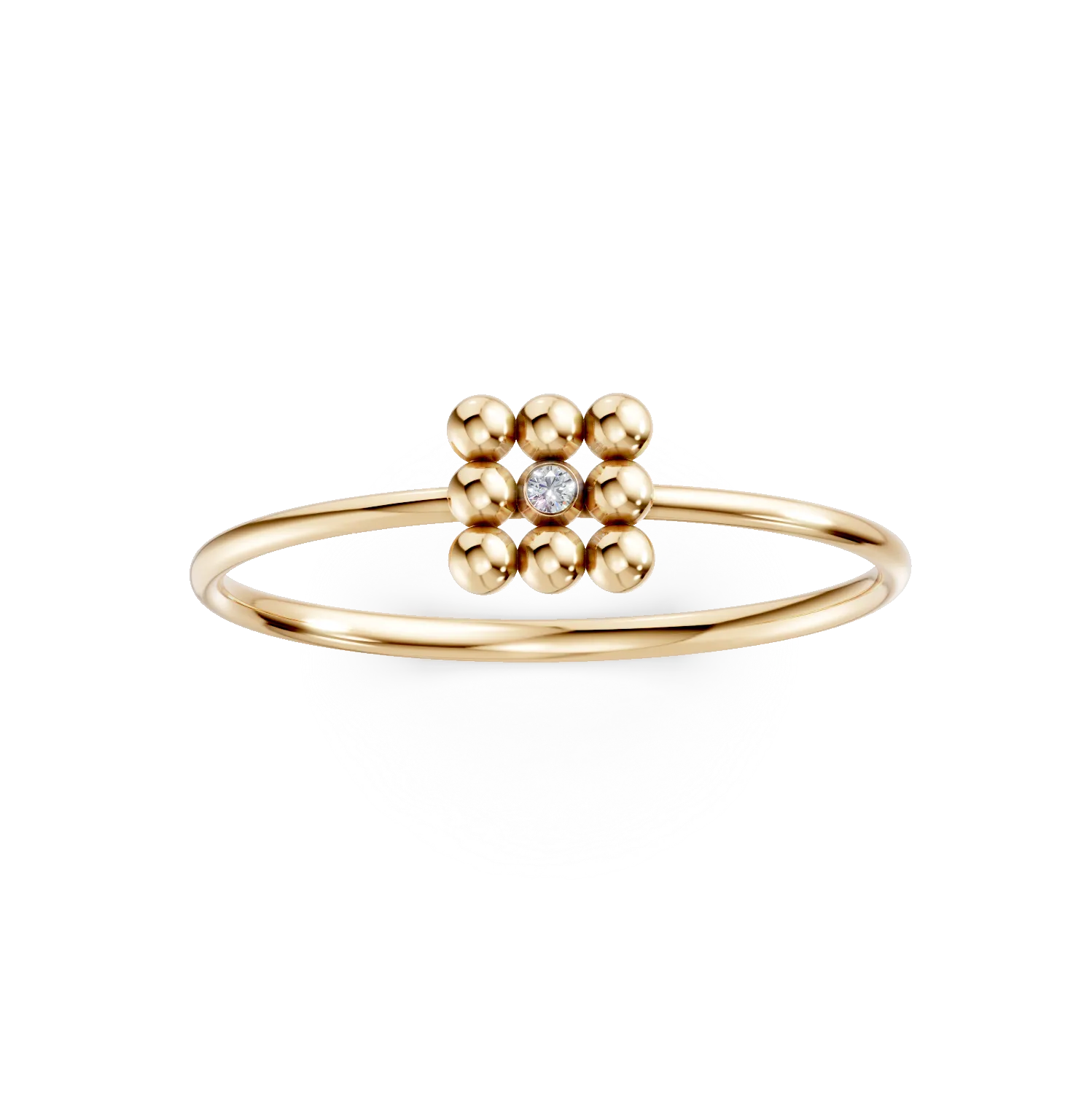 Inel geometric din aur galben cu diamant de 0.005ct
