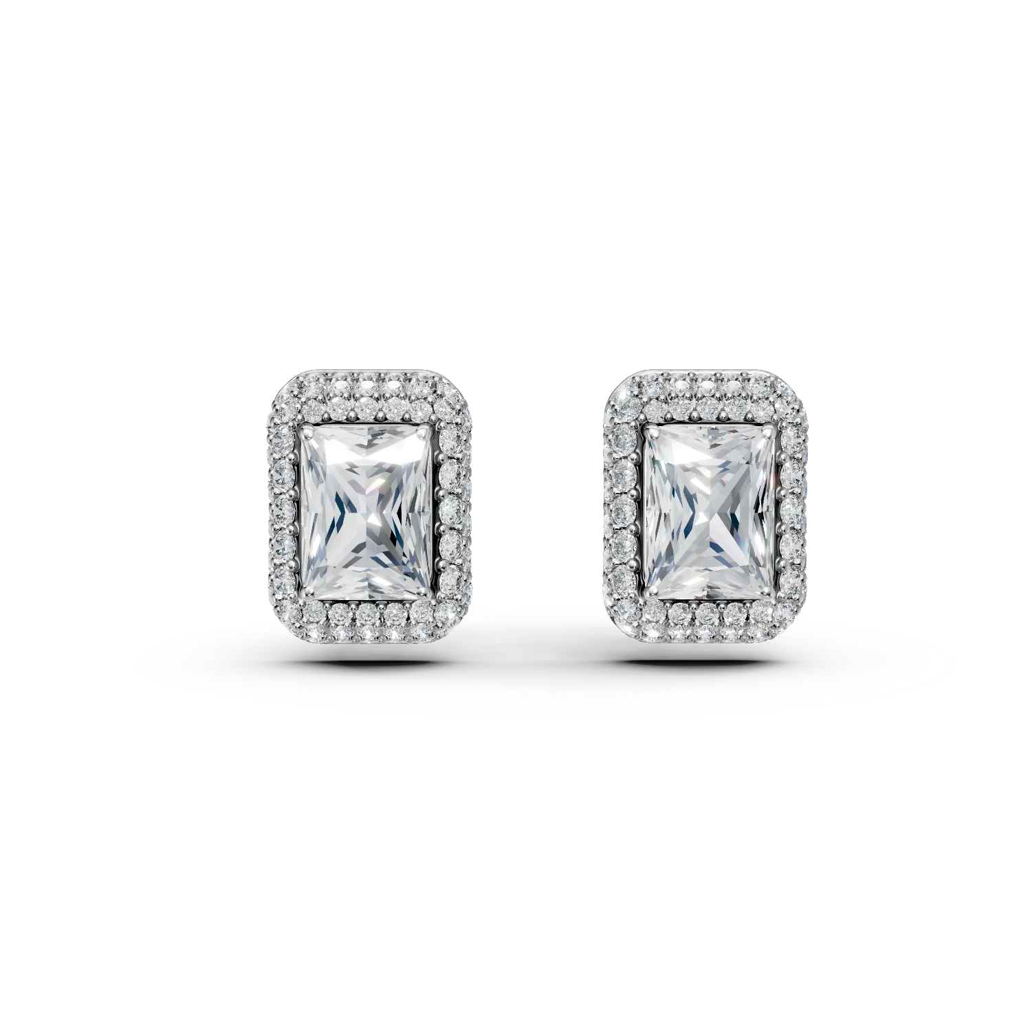 Cercei geometrici din argint cu zirconii