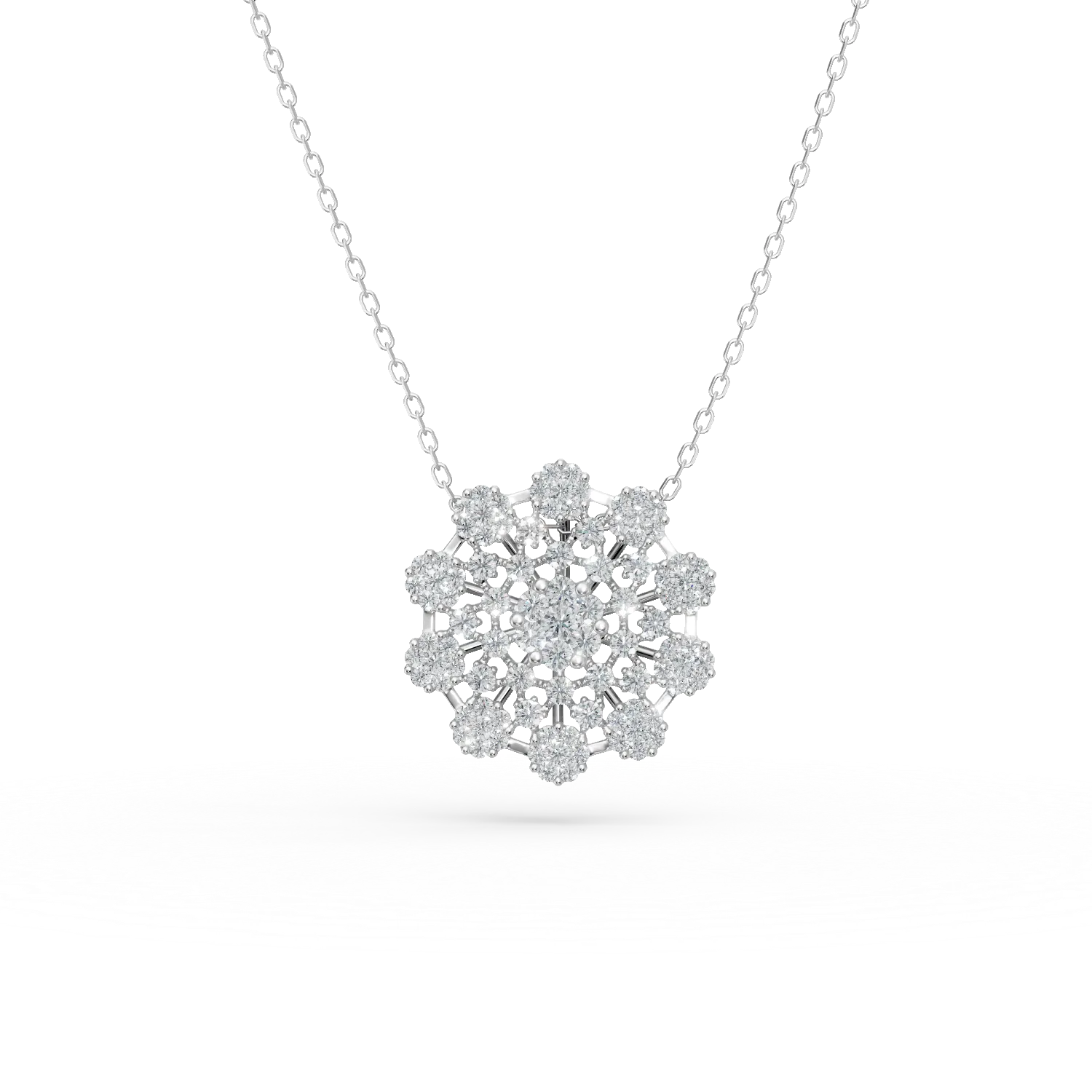 Lant cu pandantiv floare din argint cu zirconia