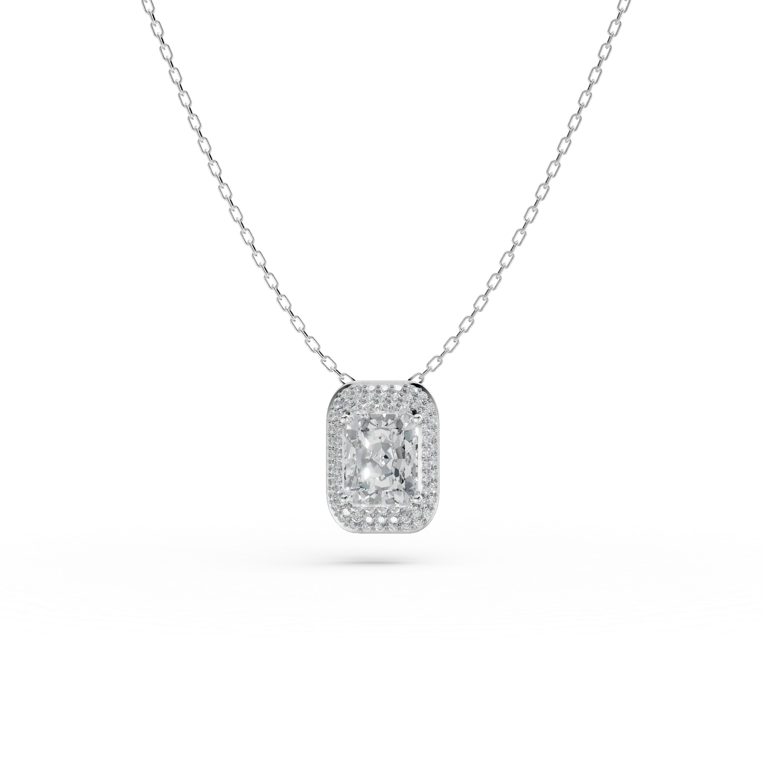 Lant cu pandantiv geometric din argint cu zirconia