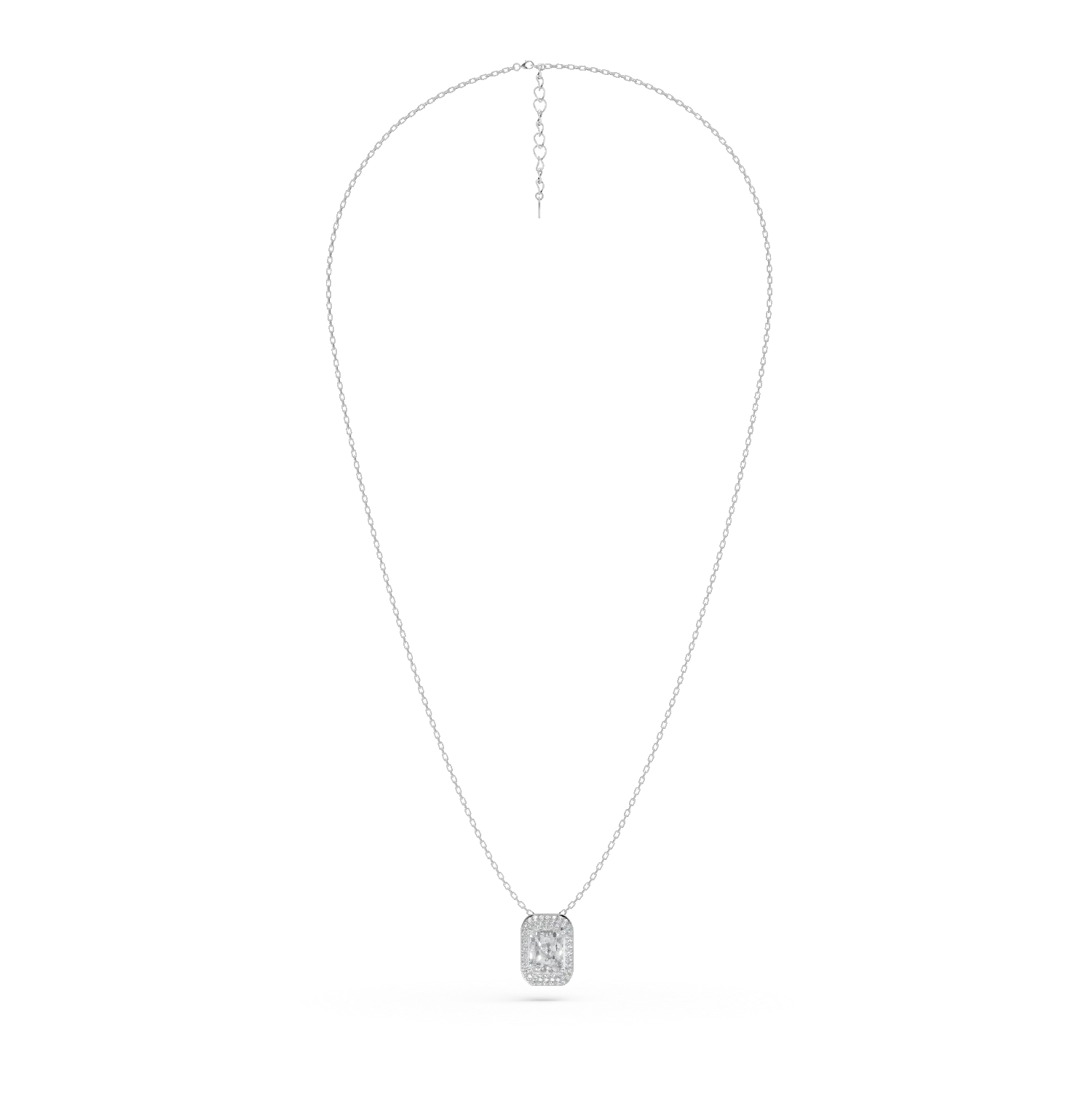 Lant cu pandantiv geometric din argint cu zirconia - imagine 2