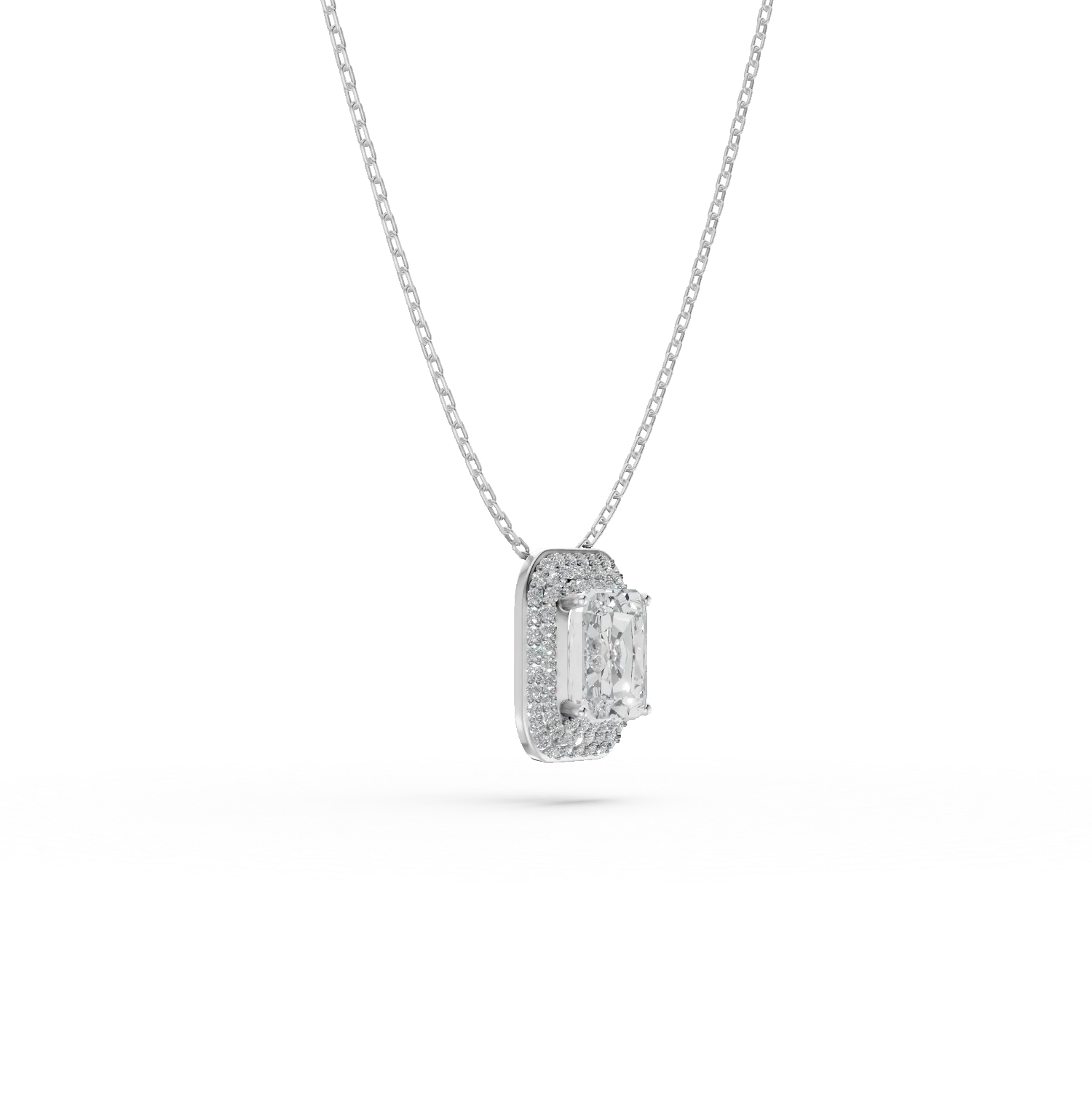 Lant cu pandantiv geometric din argint cu zirconia