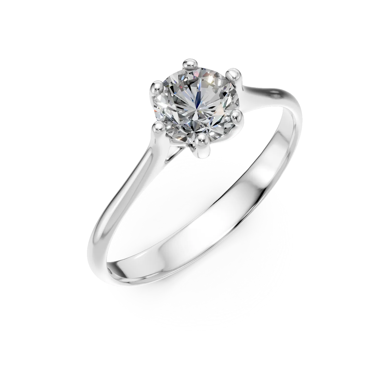 Inel de logodna din aur alb cu zirconia solitaire - imagine 7