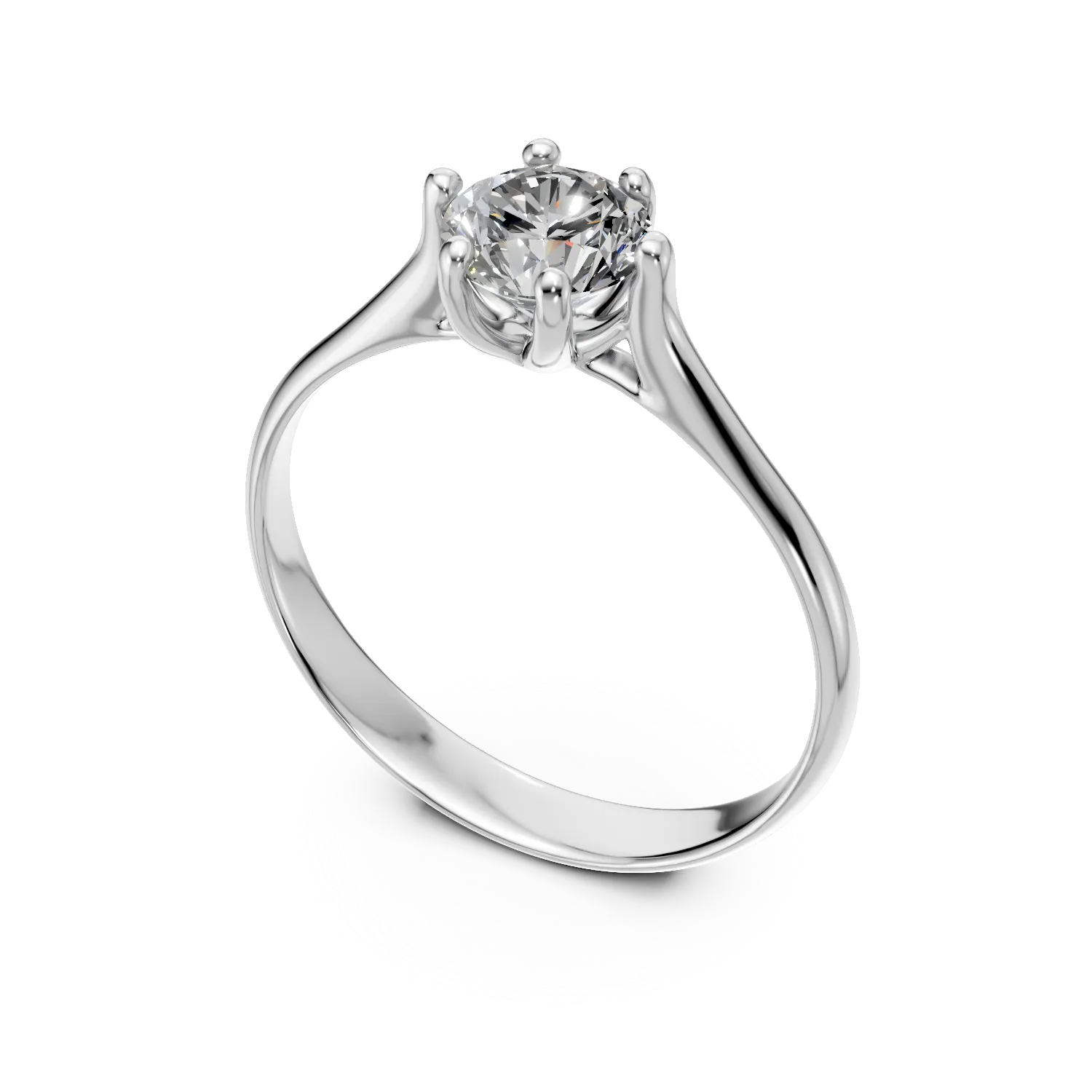 Inel de logodna din aur alb cu zirconia solitaire