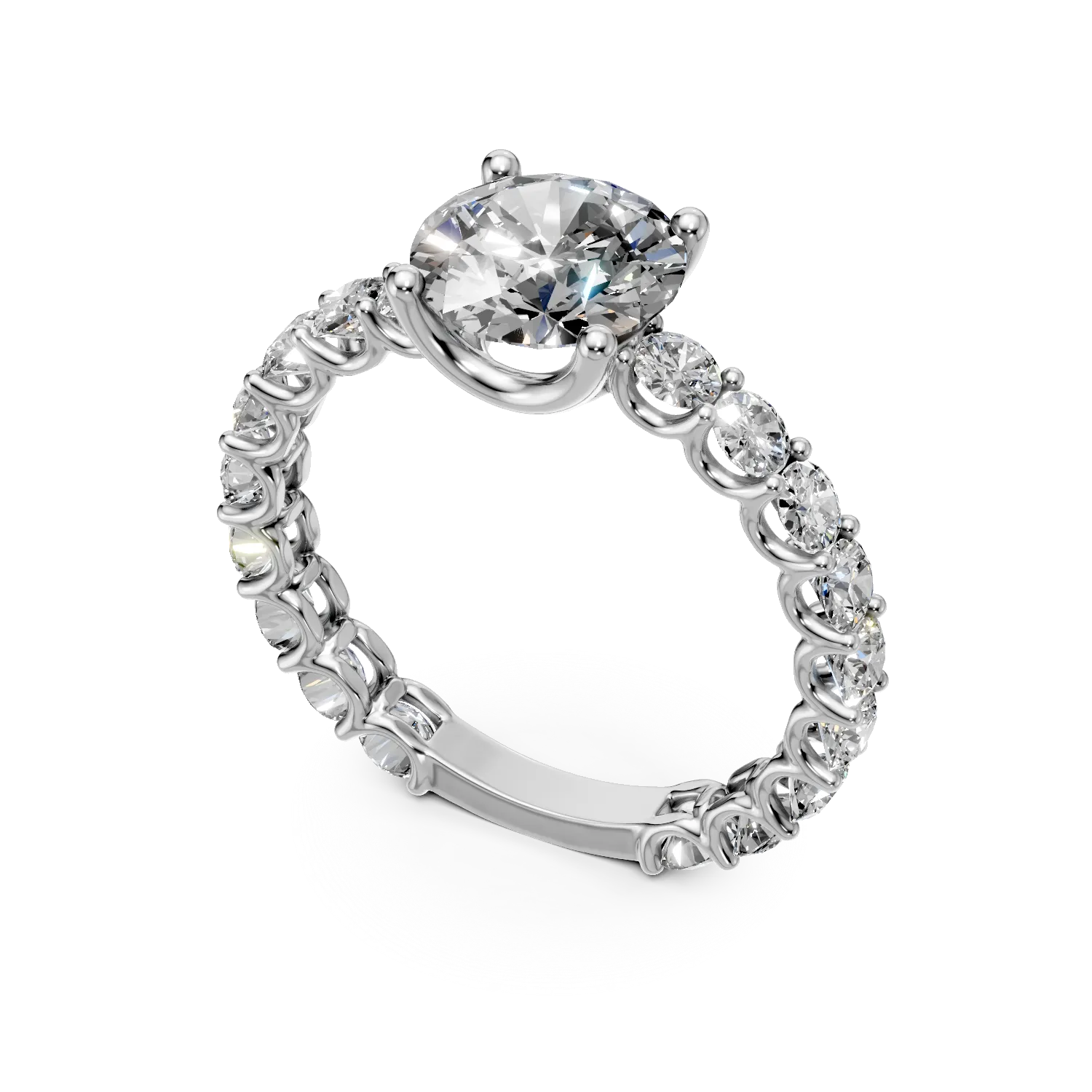 Inel de logodna din aur alb cu zirconia solitaire